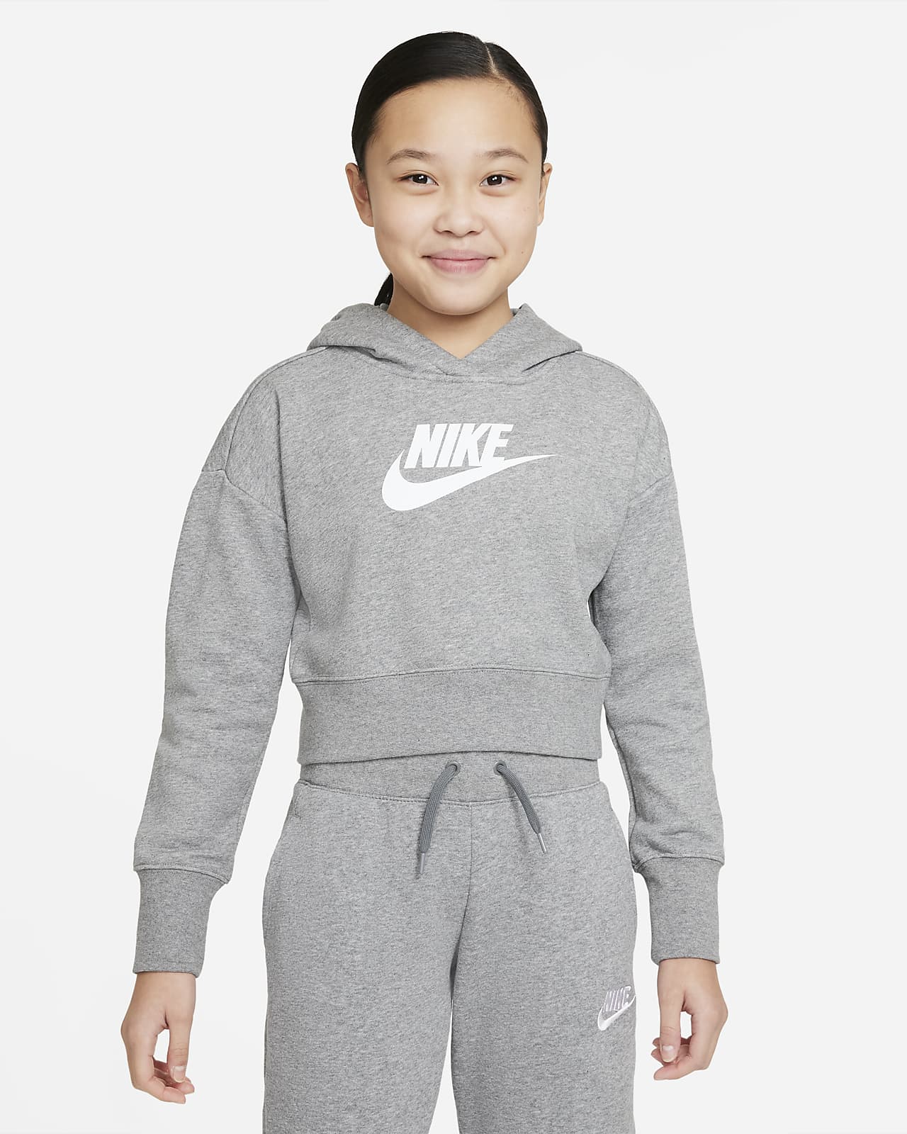 Stille læbe bænk Nike Sportswear Club-kort hættetrøje i french terry til større børn  (piger). Nike DK