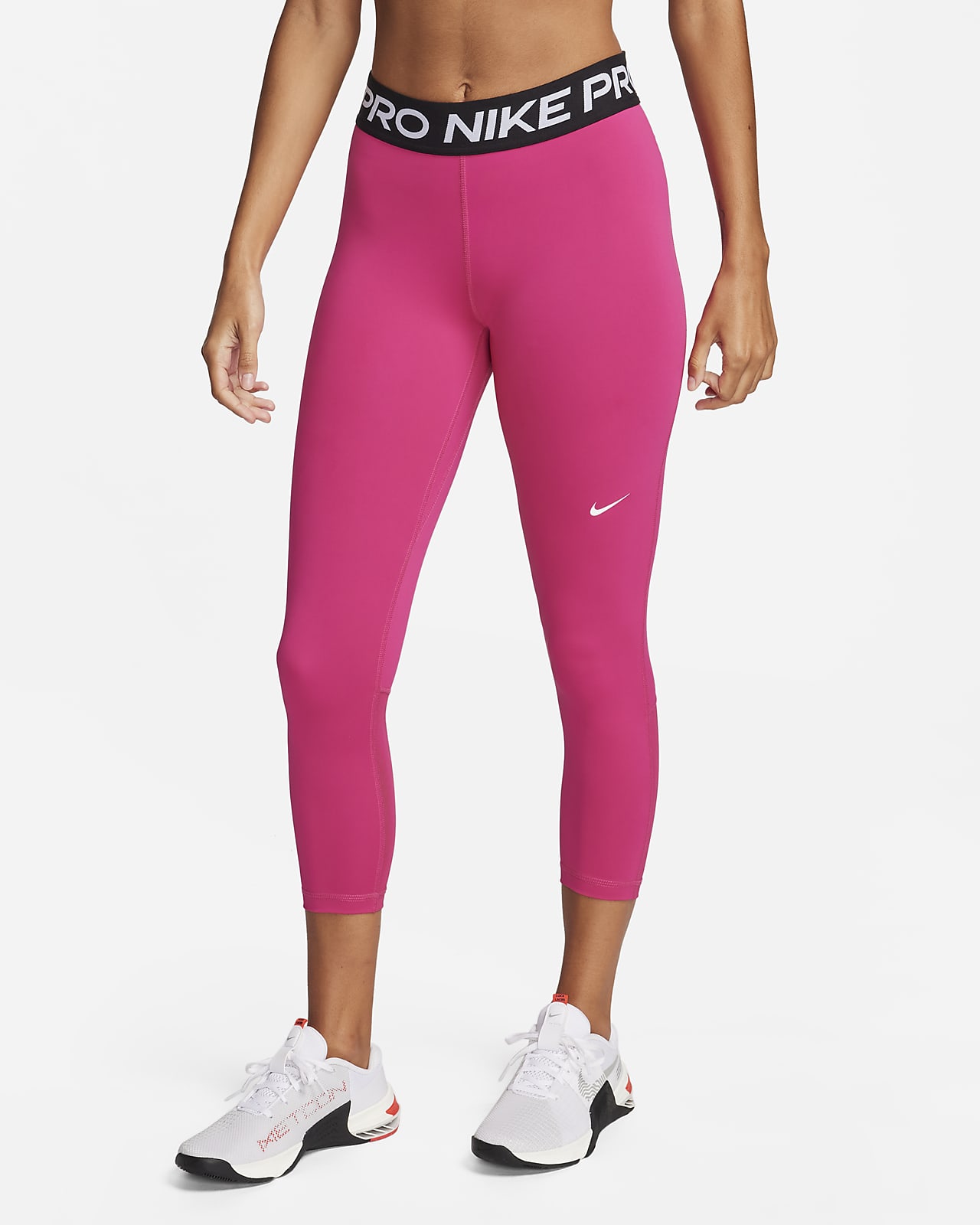 Nike Pro Collant Short 365 - Fuchsia/Blanc Femme
