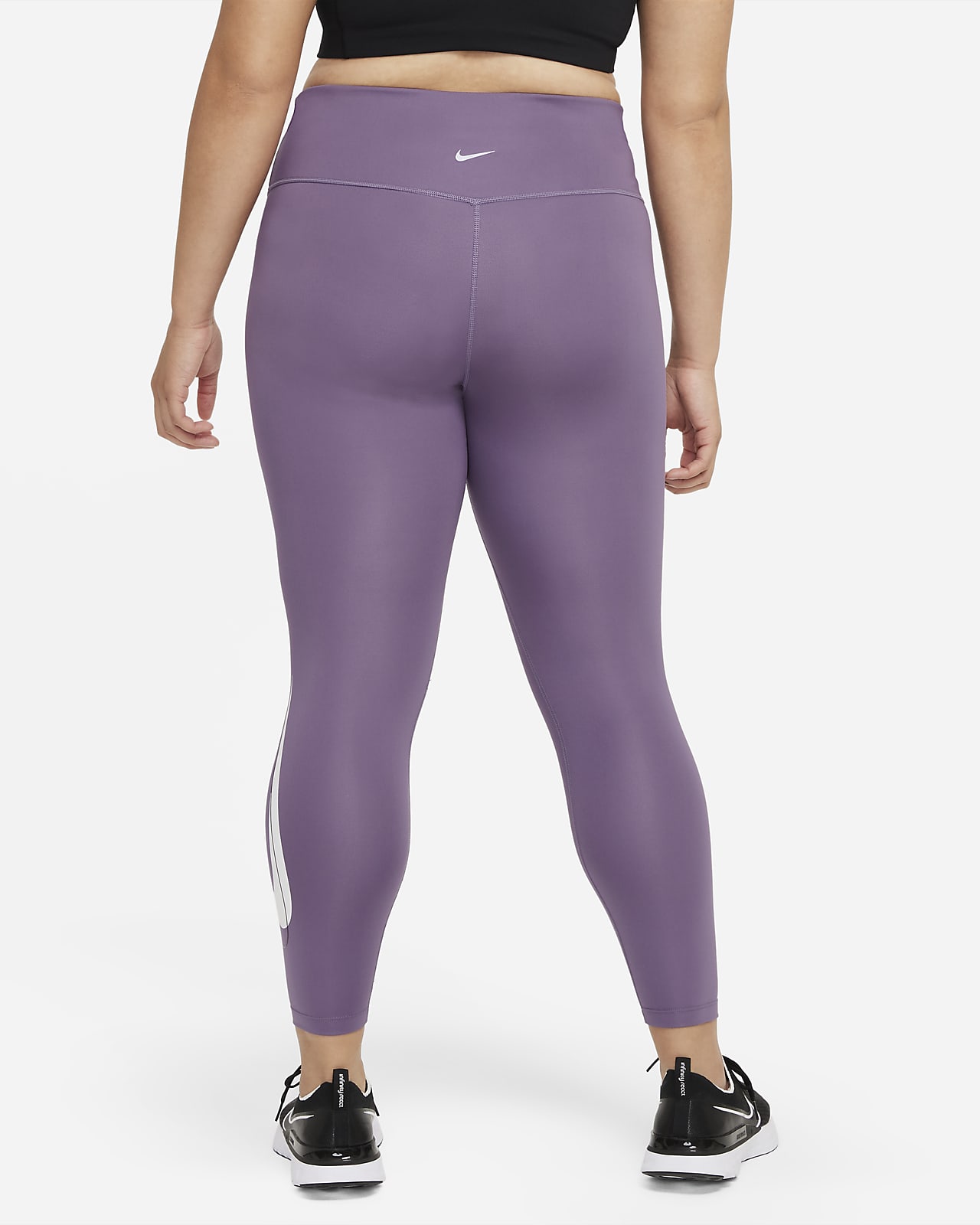 Nike Dri-FIT Swoosh Run 7/8-hardlooplegging met halfhoge taille voor dames (Plus Size) Nike Dri-FIT Swoosh Run 7/8-hardlooplegging met halfhoge taille voor dames (Plus Size)