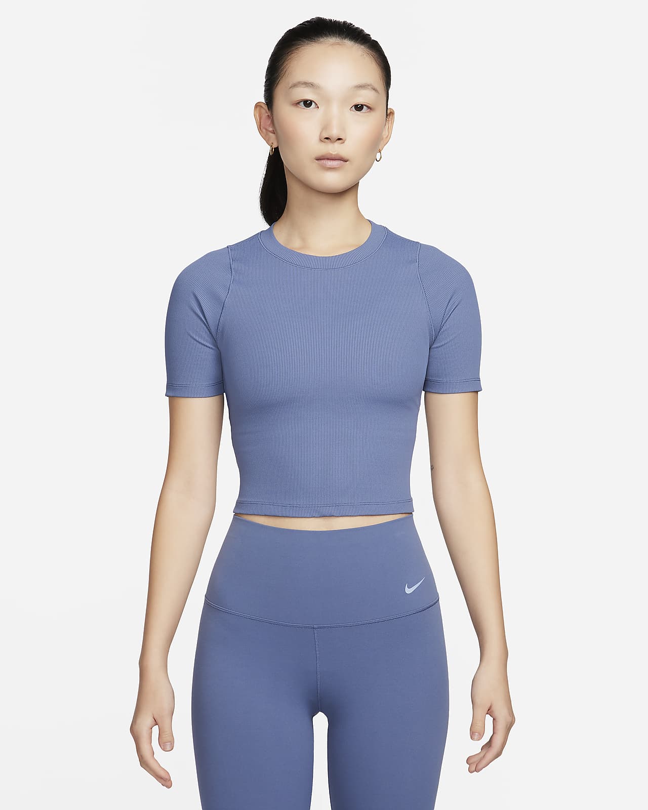 Nike Zenvy 羅紋女款 Dri-FIT 短袖短版上衣