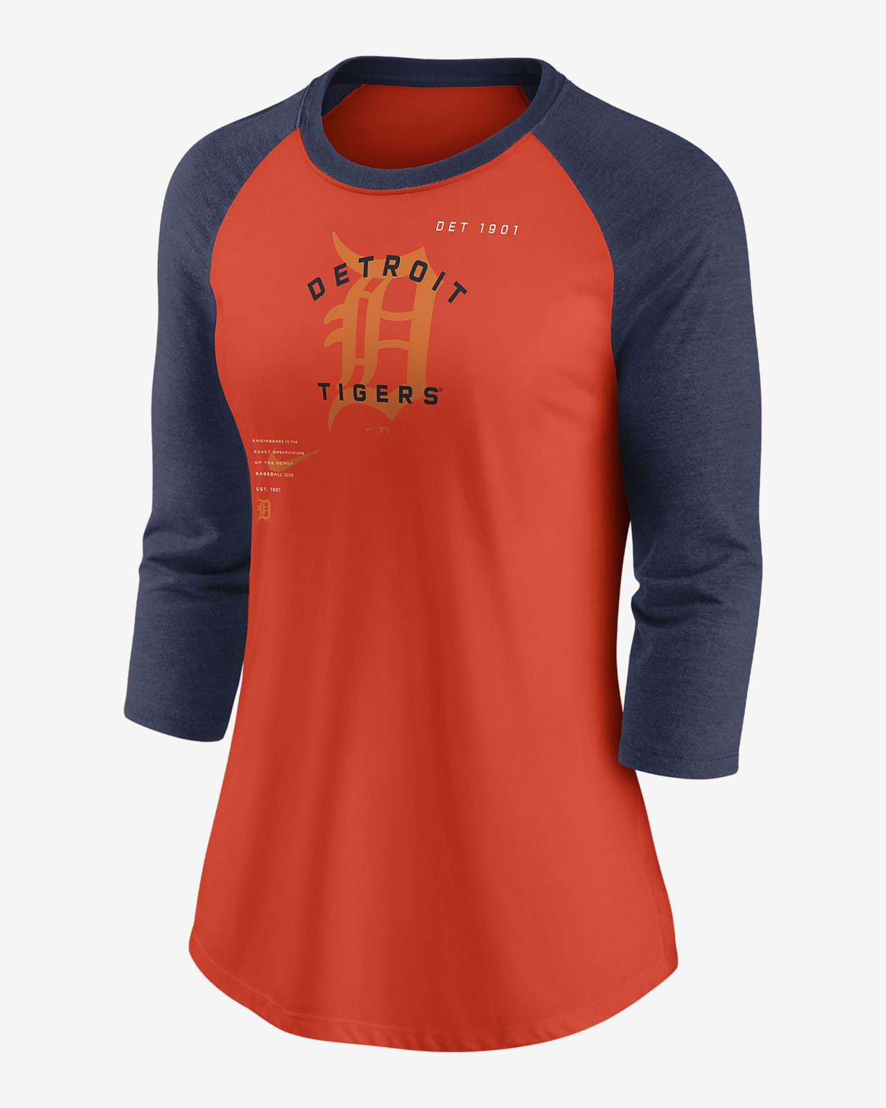 Detroit Tigers Women's Up and in Raglan Scoop Neck T-Shirt