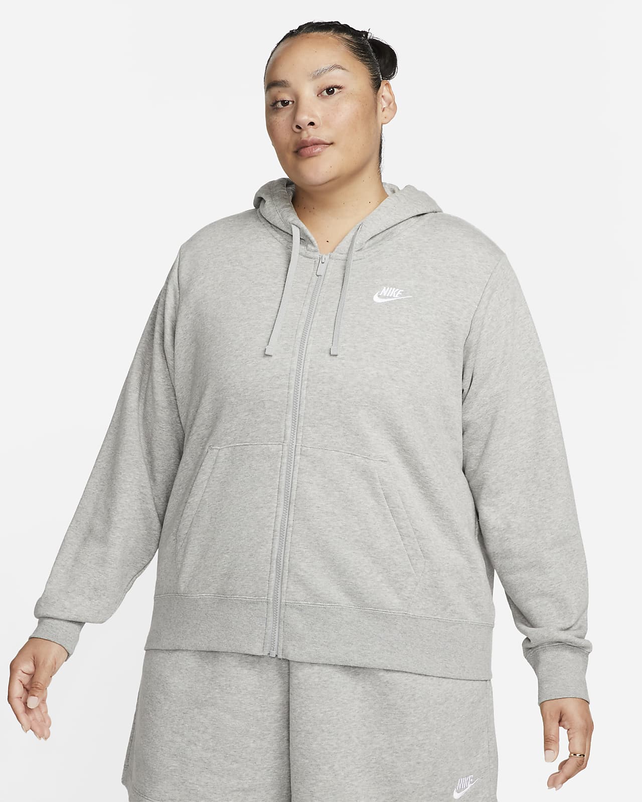 Sudadera con gorro de cierre completo para mujer Nike Sportswear Club Fleece (talla grande)