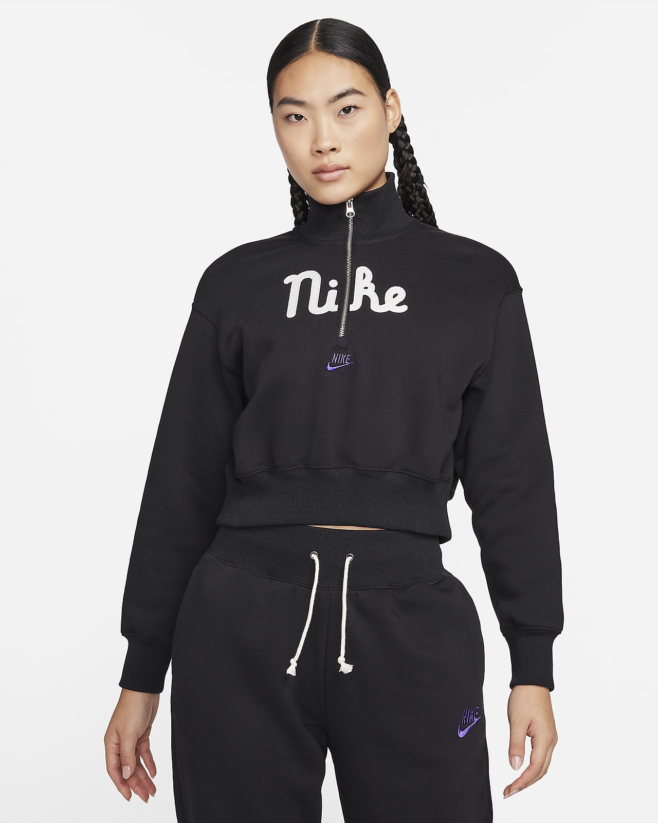 Nike Sportswear Women's Oversized 1/2-Zip Crop Fleece Sweatshirt. Nike JP