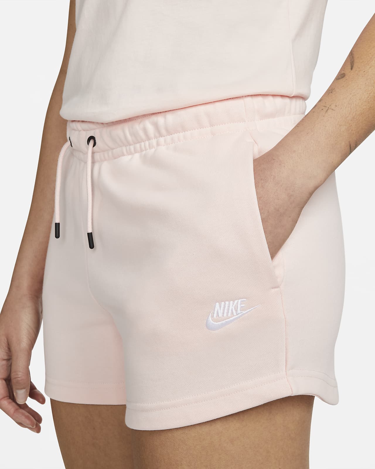 nike french terry shorts pink