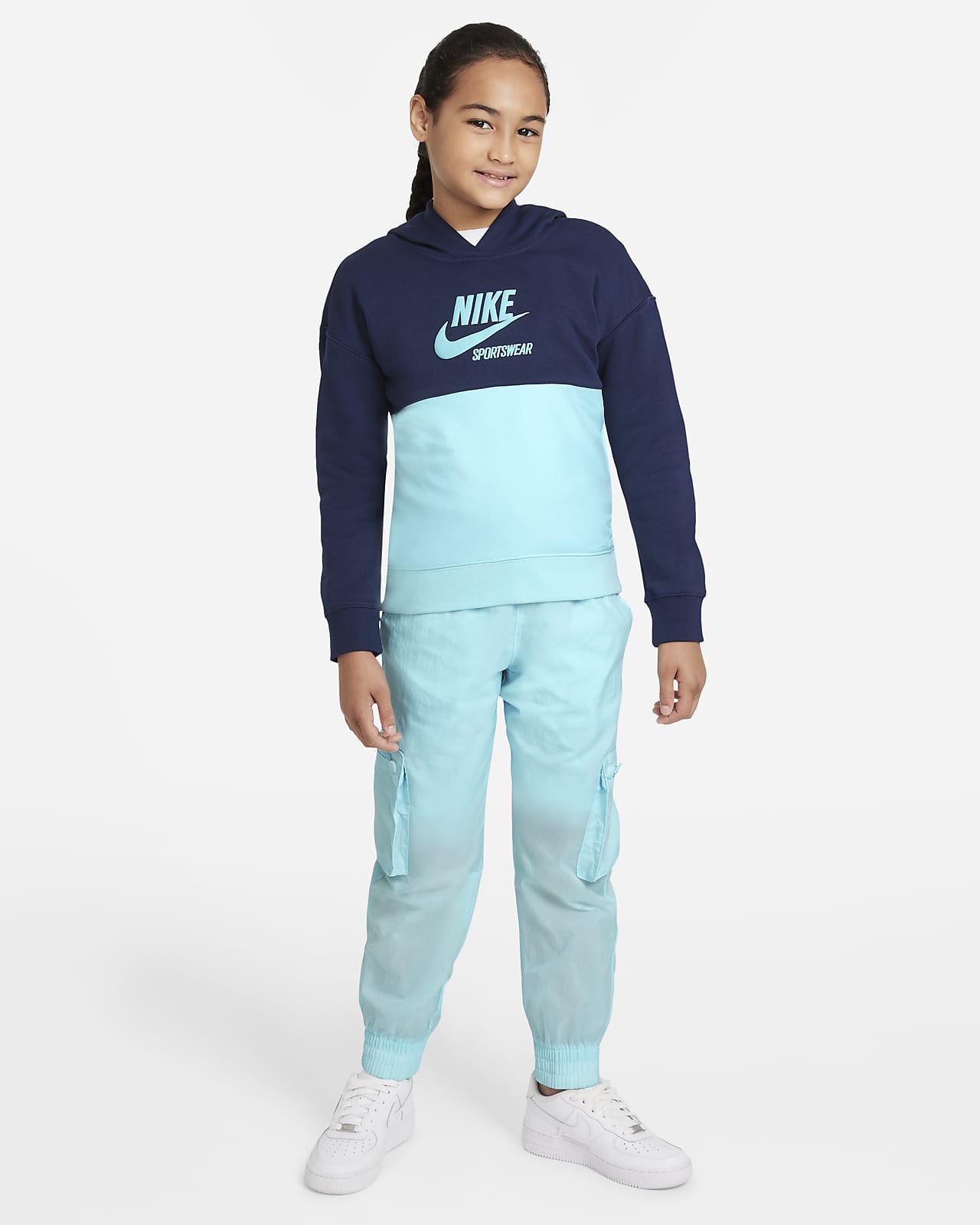 Sudadera con gorro de French Terry para niña talla grande Nike Sportswear  Heritage. Nike.com