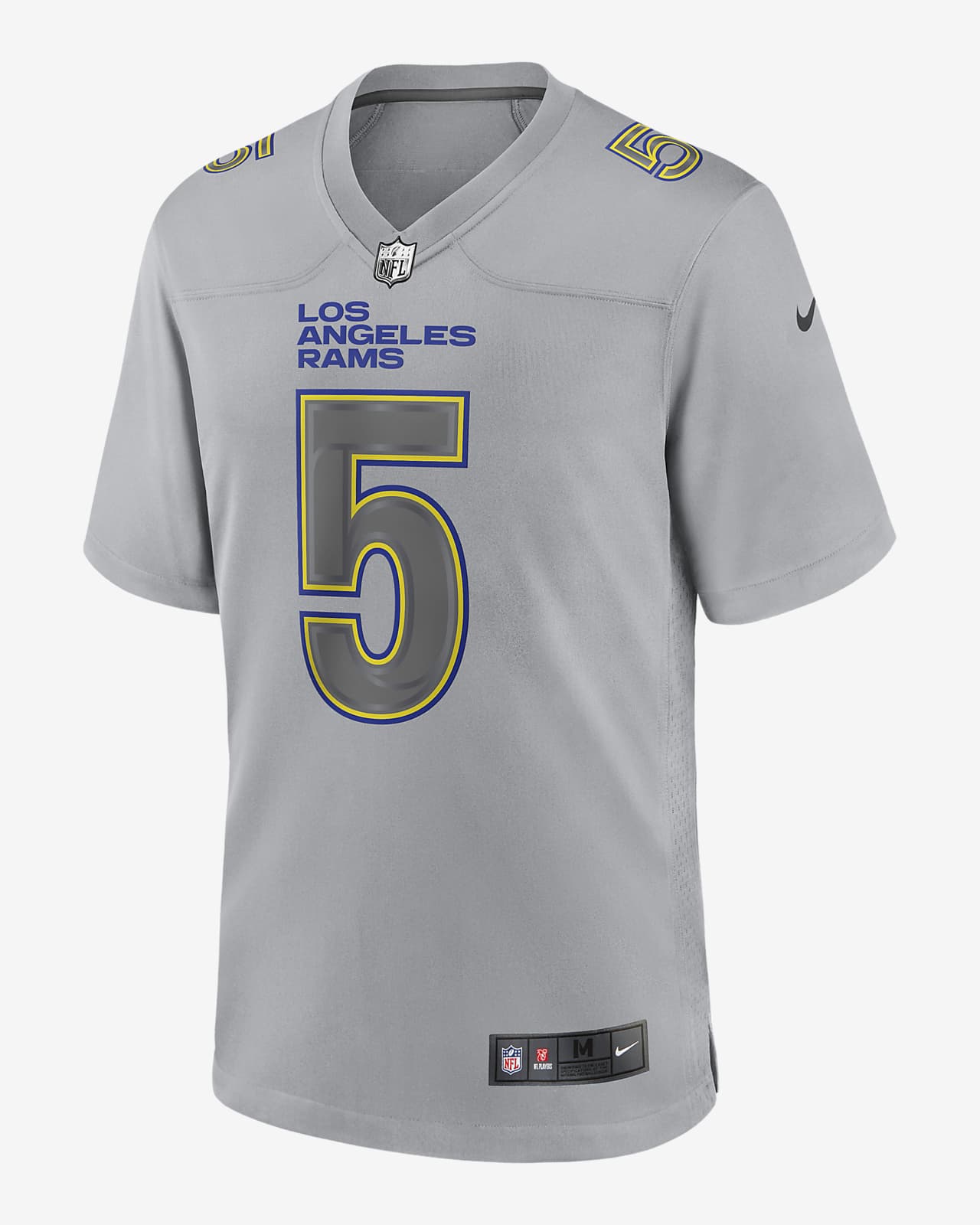 Asesino claro Celsius Jersey de fútbol americano a la moda para hombre Los Angeles Rams  Atmosphere de la NFL (Jalen Ramsey). Nike.com