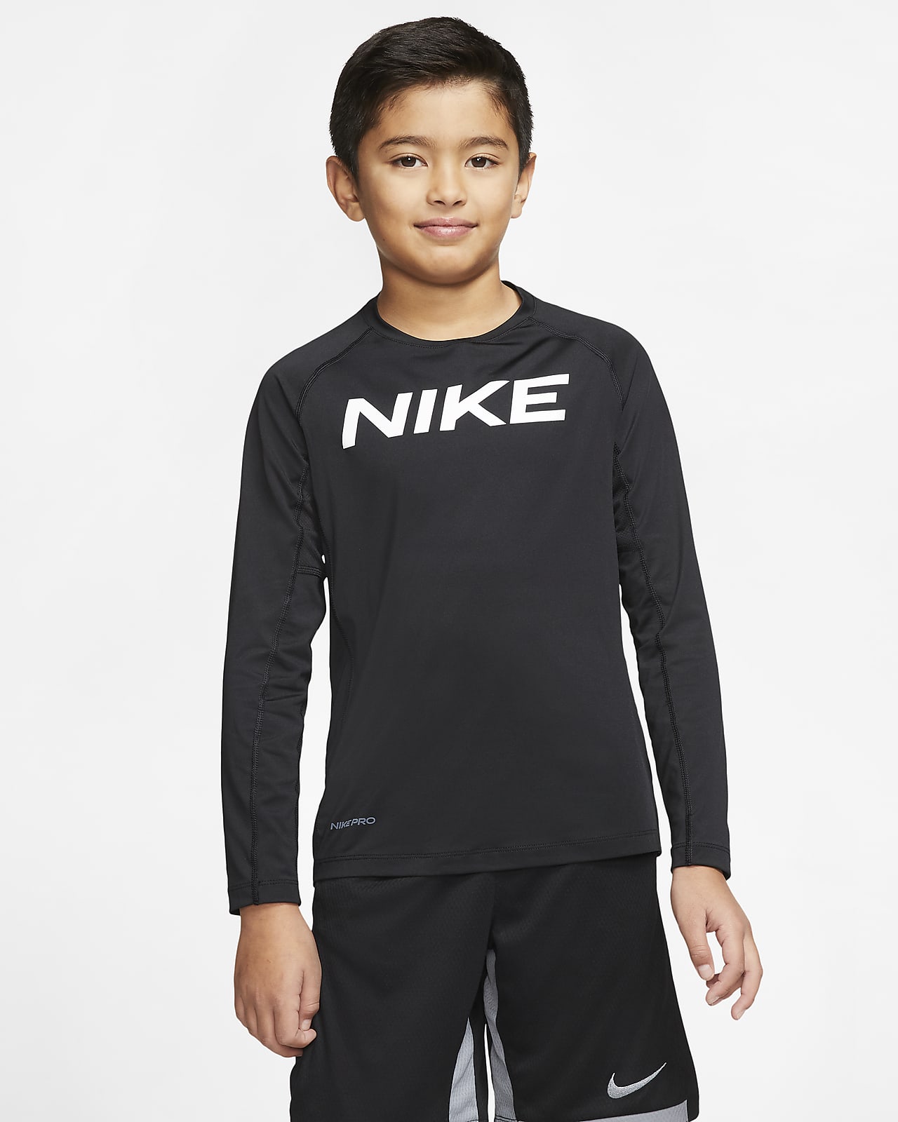 Prenda para la parte superior de entrenamiento de manga larga para niño  talla grande Nike Pro. Nike.com