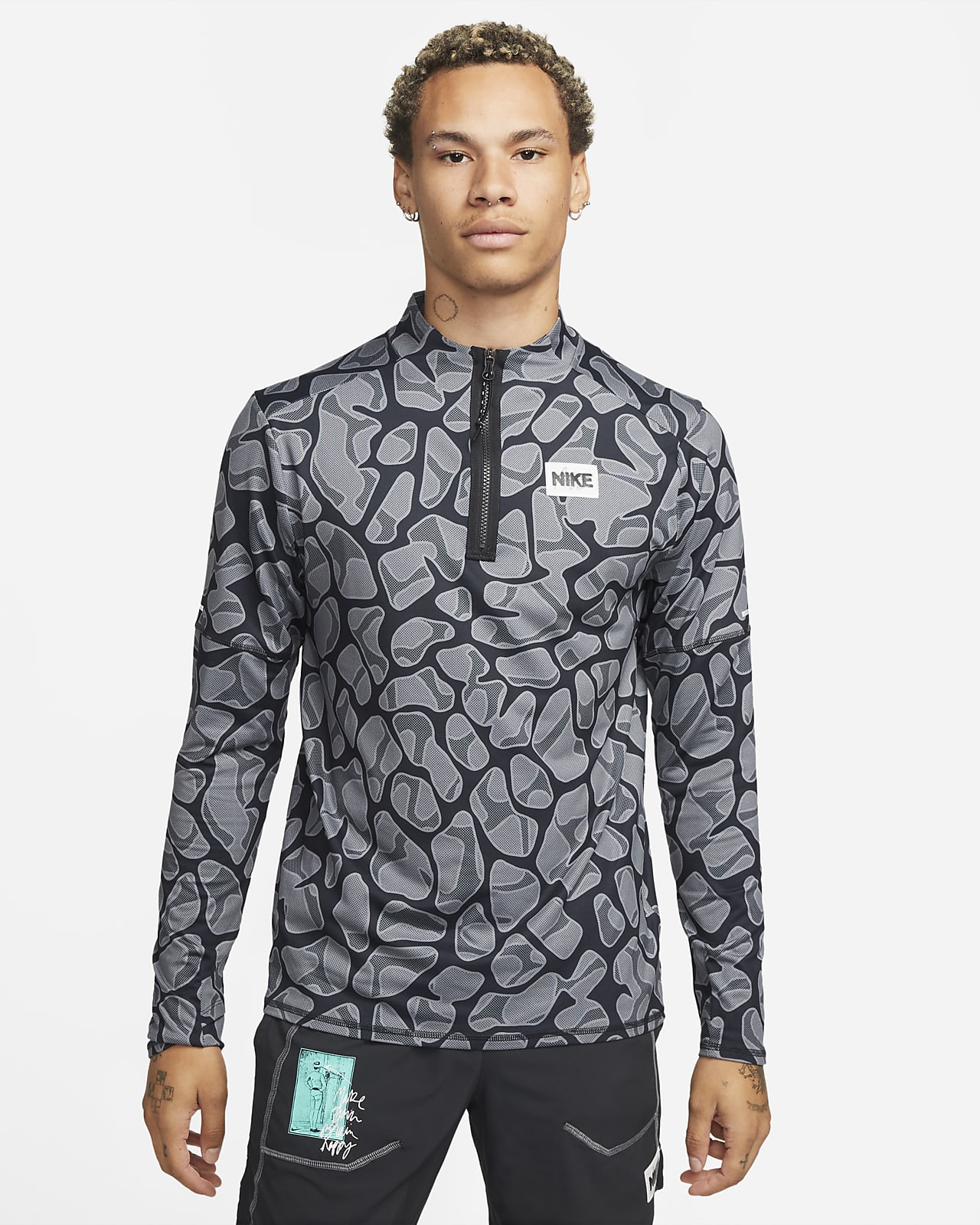 Ανδρική μπλούζα για τρέξιμο με φερμουάρ στο μισό μήκος Nike Dri-FIT D.Y.E.