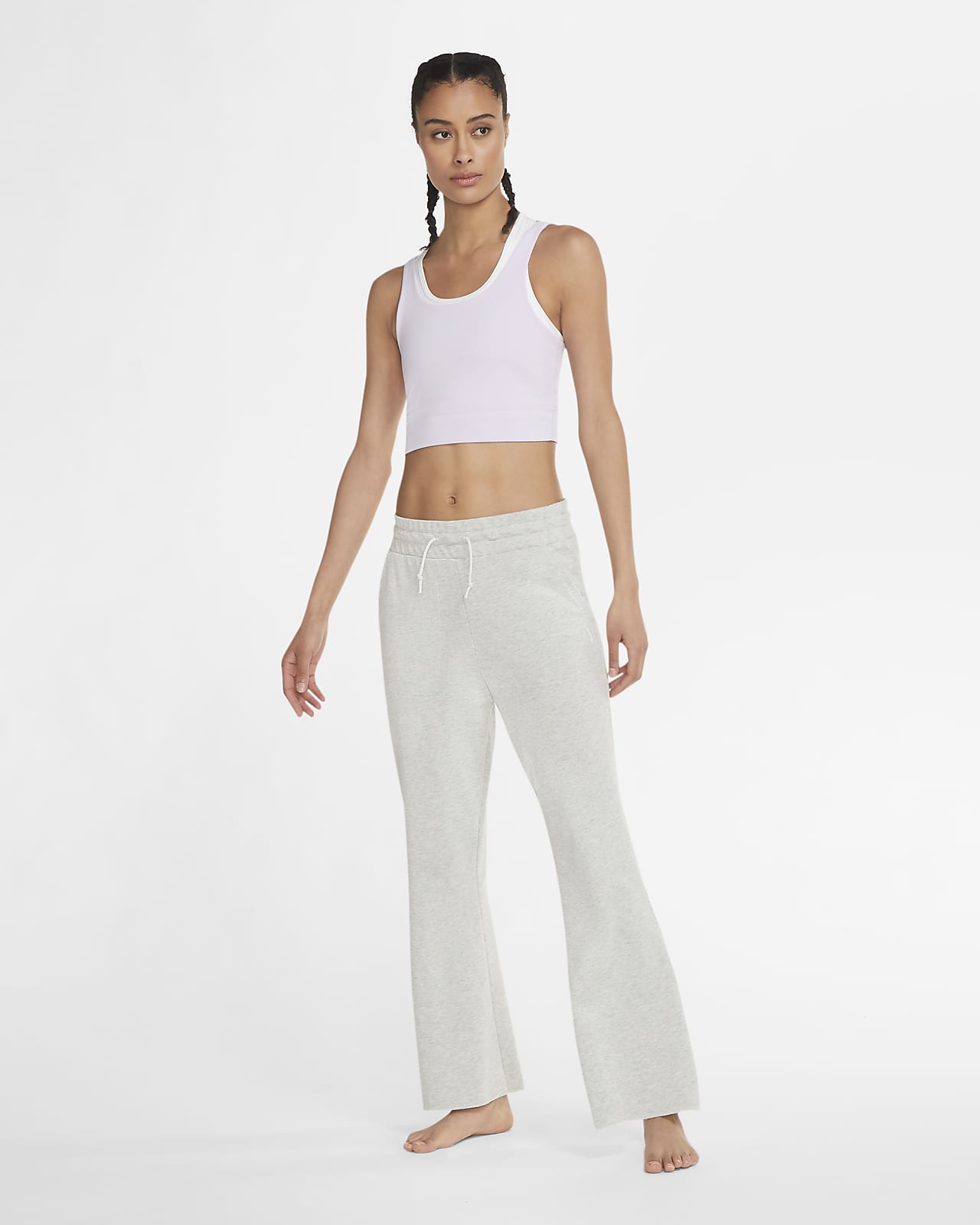 nike yoga luxe crop top in blue grey