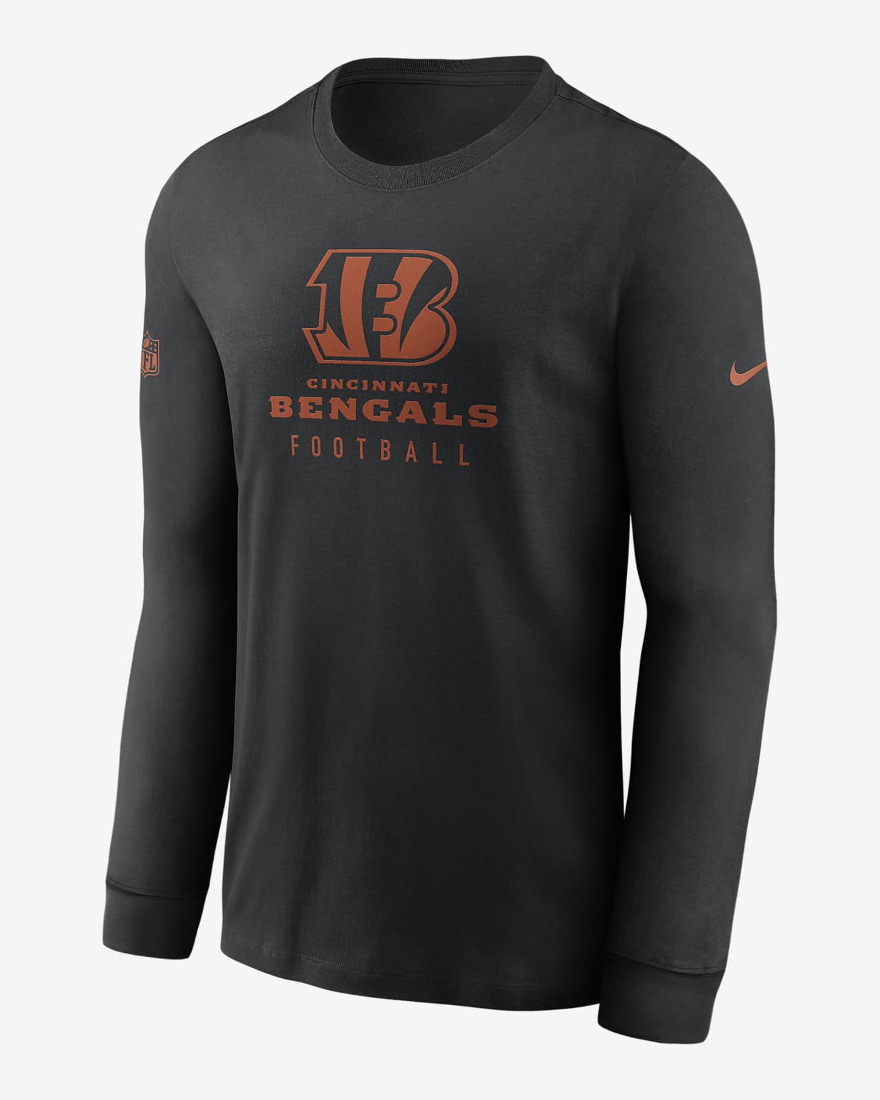Nike Men's Dri-Fit Sideline Team (NFL Cincinnati Bengals) Long-Sleeve T-Shirt in Black, Size: 2XL | 00LX00A9A-0BI