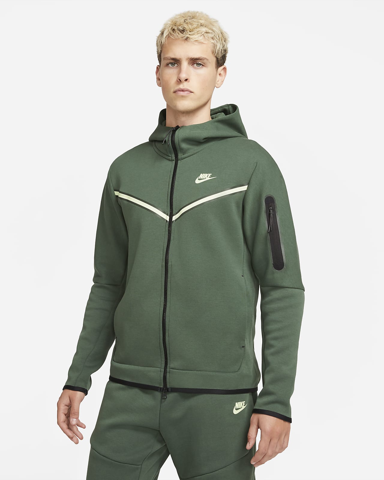 green tech fleece hoodie