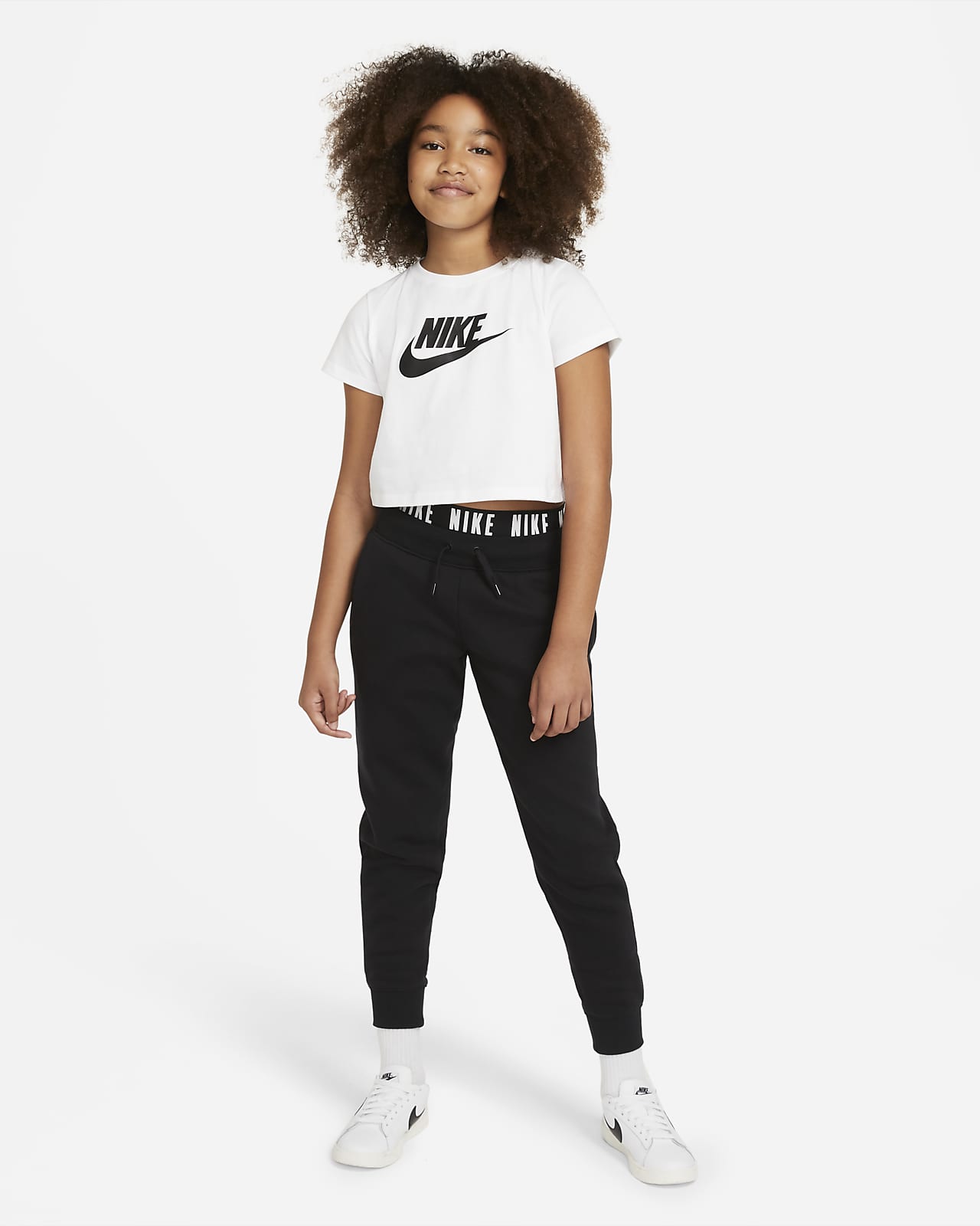 white cropped nike shirt