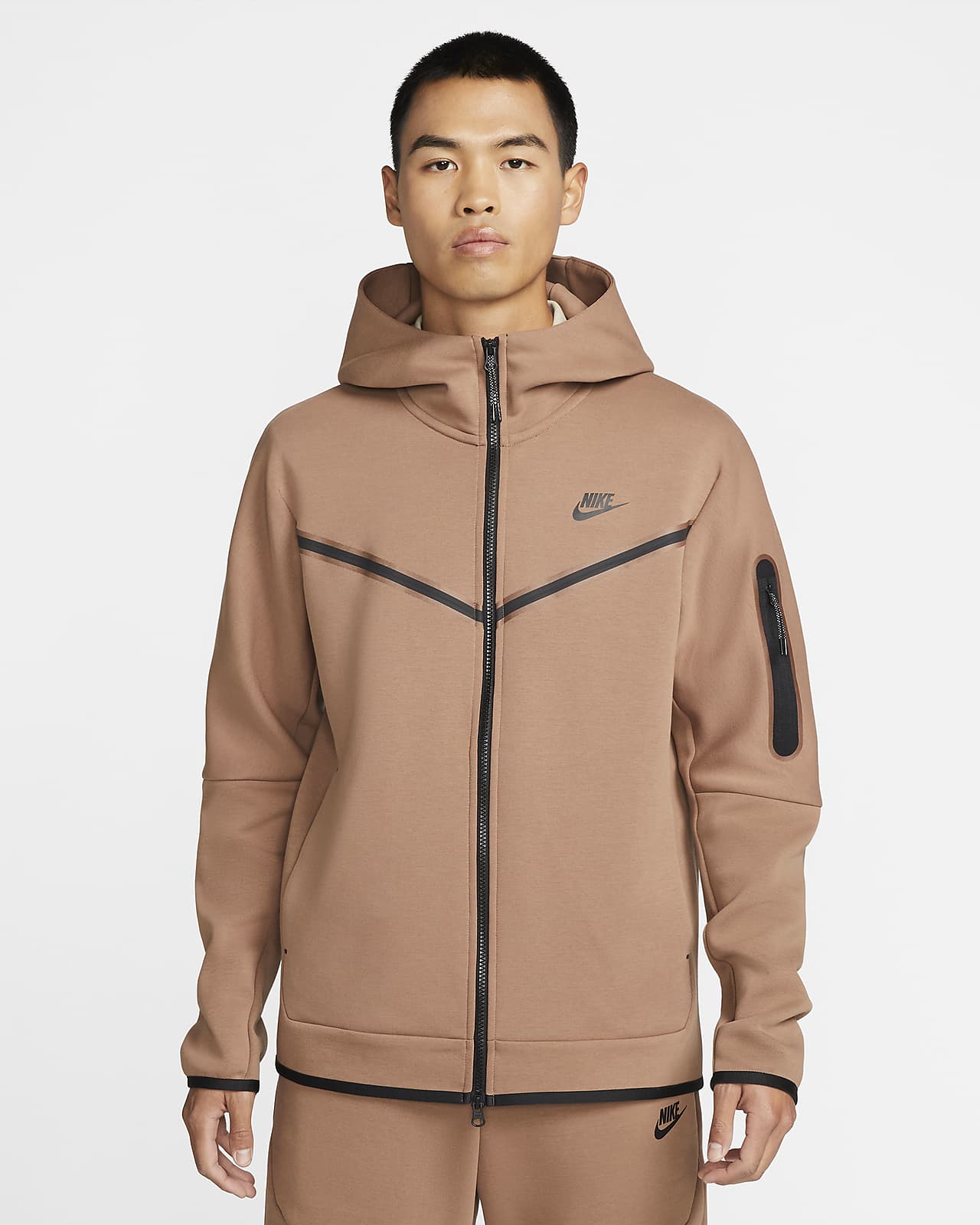 brown zip up hoodie nike