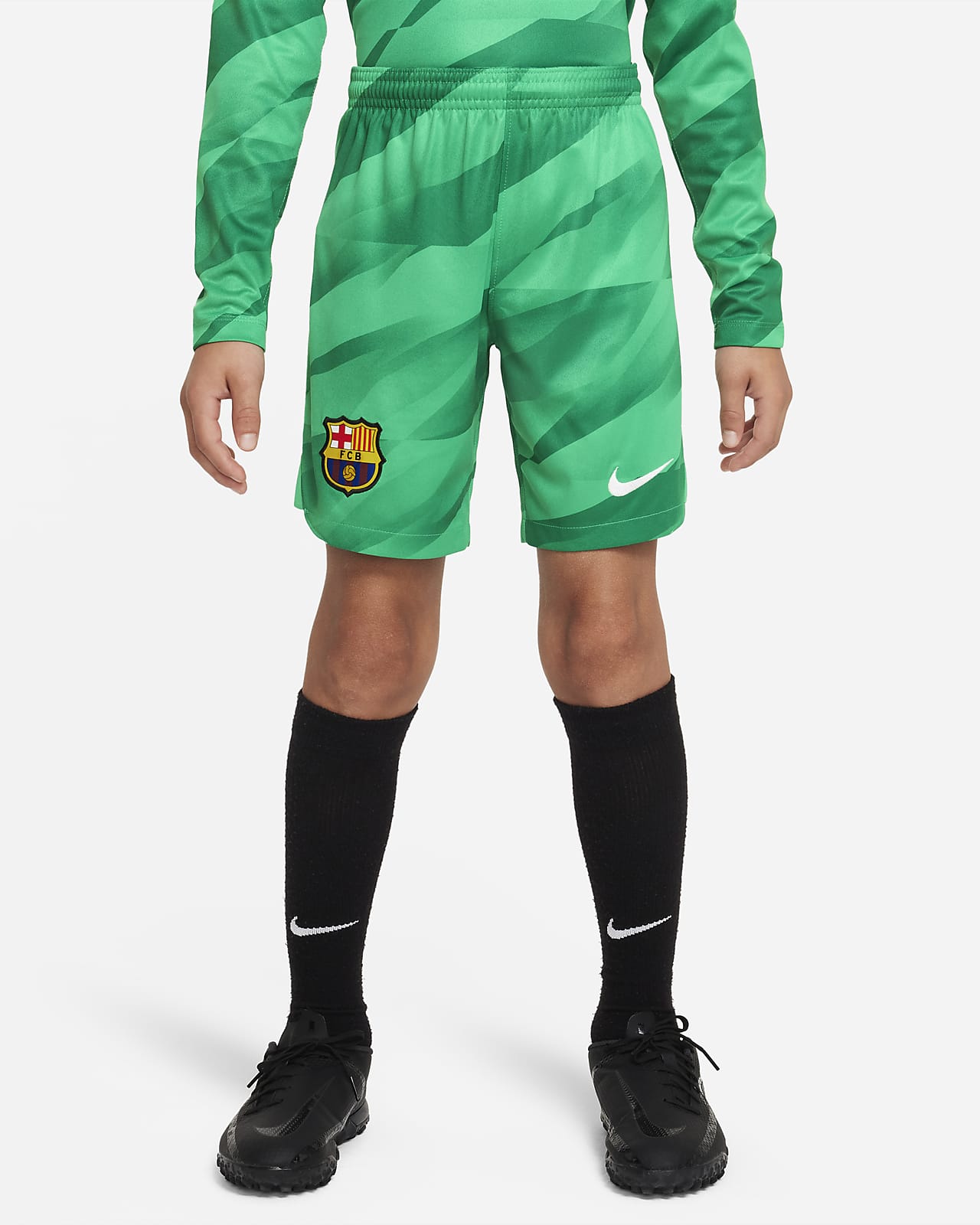 FC Barcelona 2023/24 Stadium Goalkeeper Nike Dri-FIT-fodboldshorts til større børn