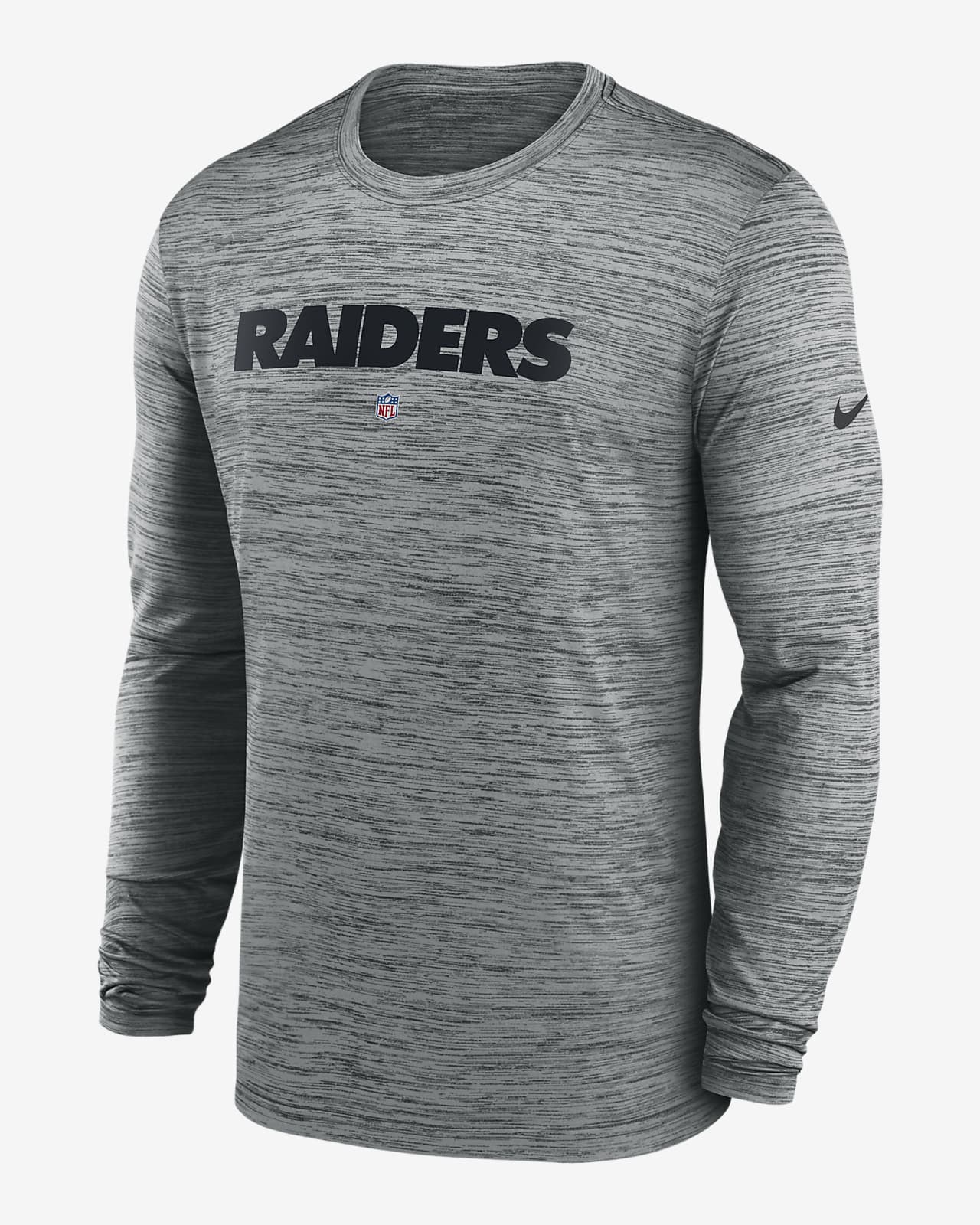 Nike Men's Dri-Fit Sideline Velocity (NFL Las Vegas Raiders) Long-Sleeve T-Shirt in Grey, Size: Medium | 00KX06G8D-078