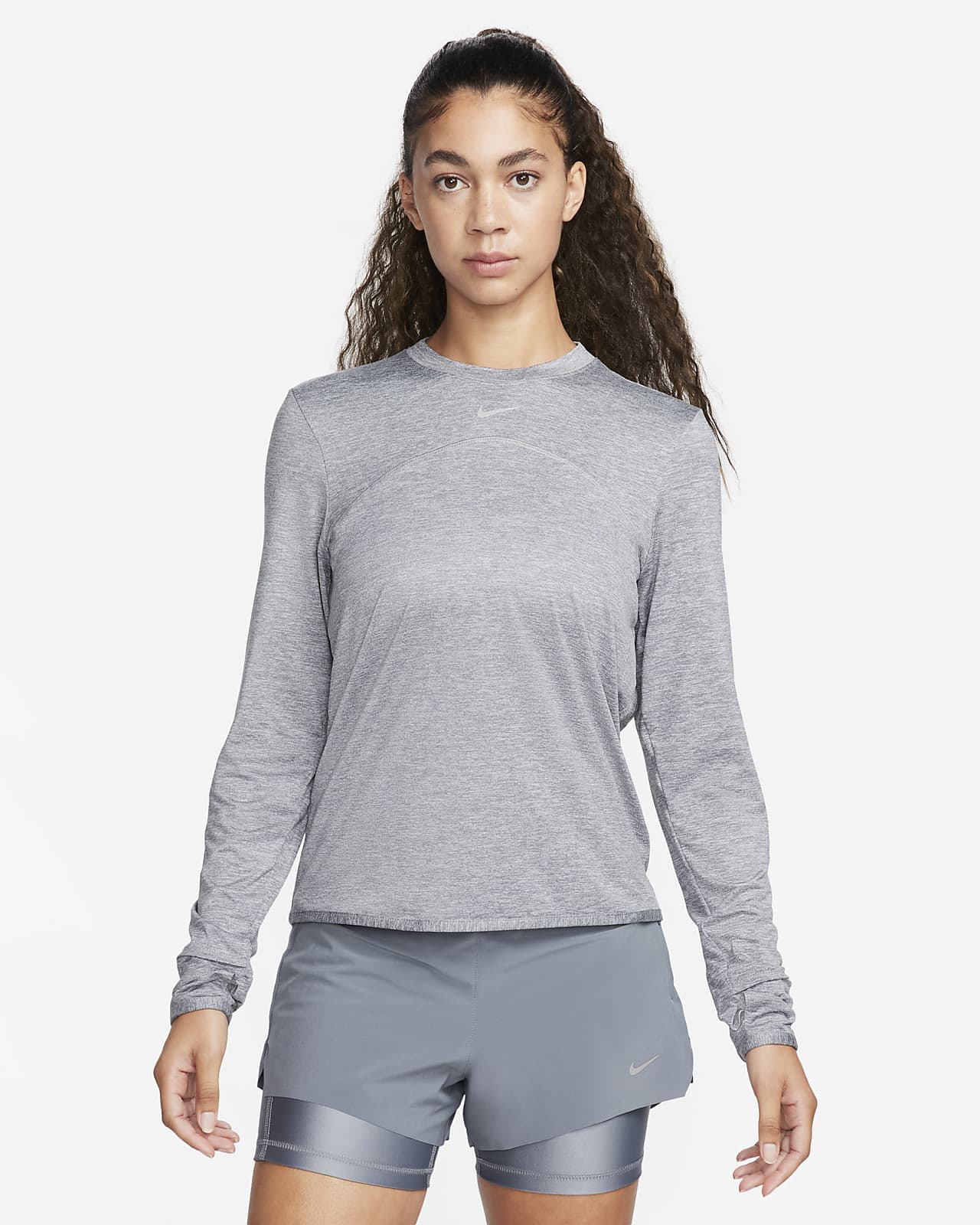Nike Women's Yoga Funnel Neck Dri Fit Top Grey Size X-Small