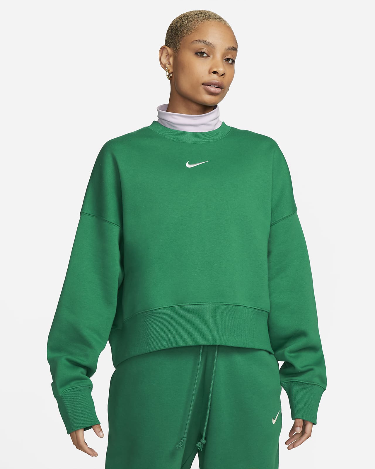 Dámská volnější flísová mikina s kulatým výstřihem Nike Sportswear Phoenix (větší velikost)