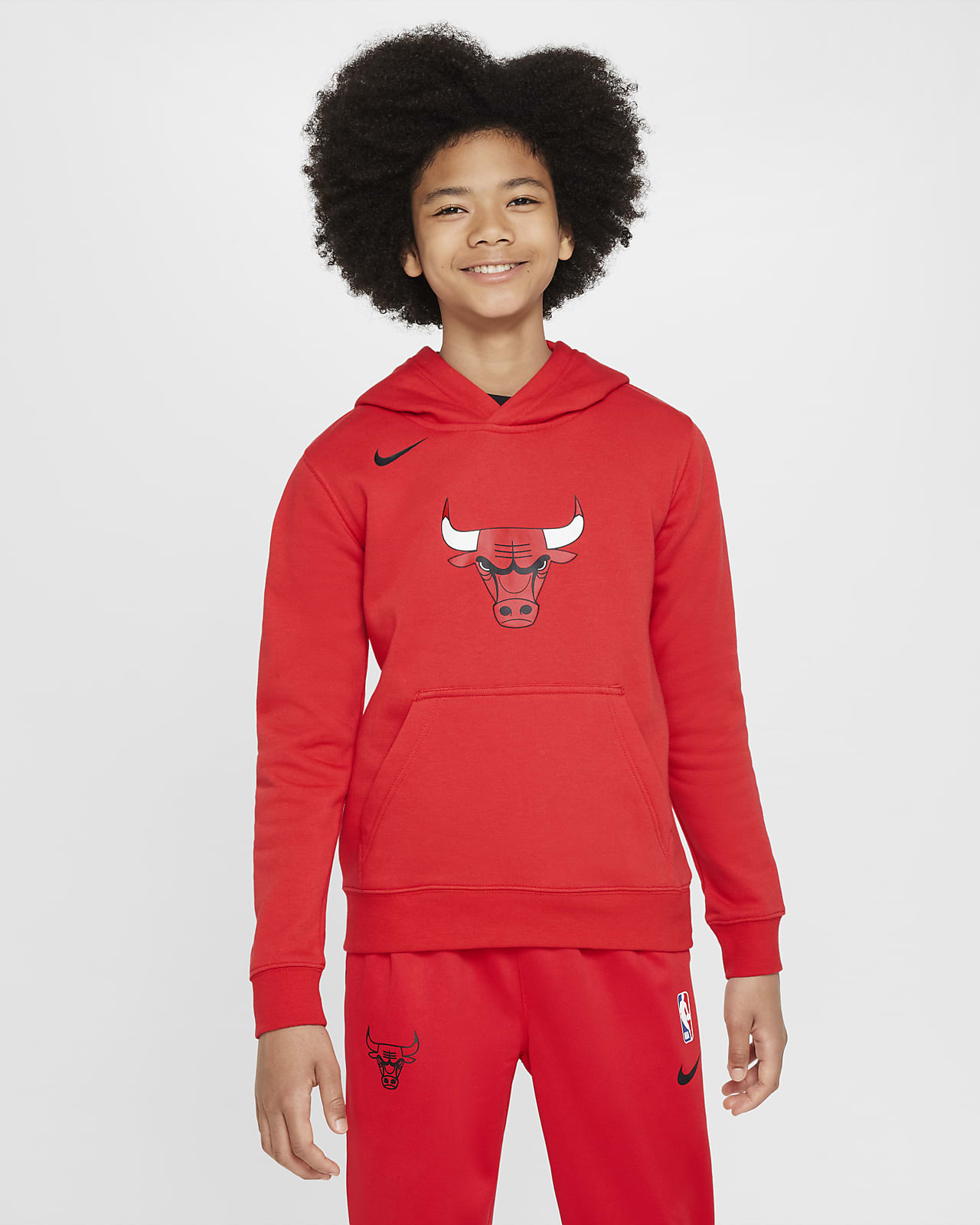 Φλις φούτερ με κουκούλα Nike NBA Club Σικάγο Μπουλς για μεγάλα παιδιά