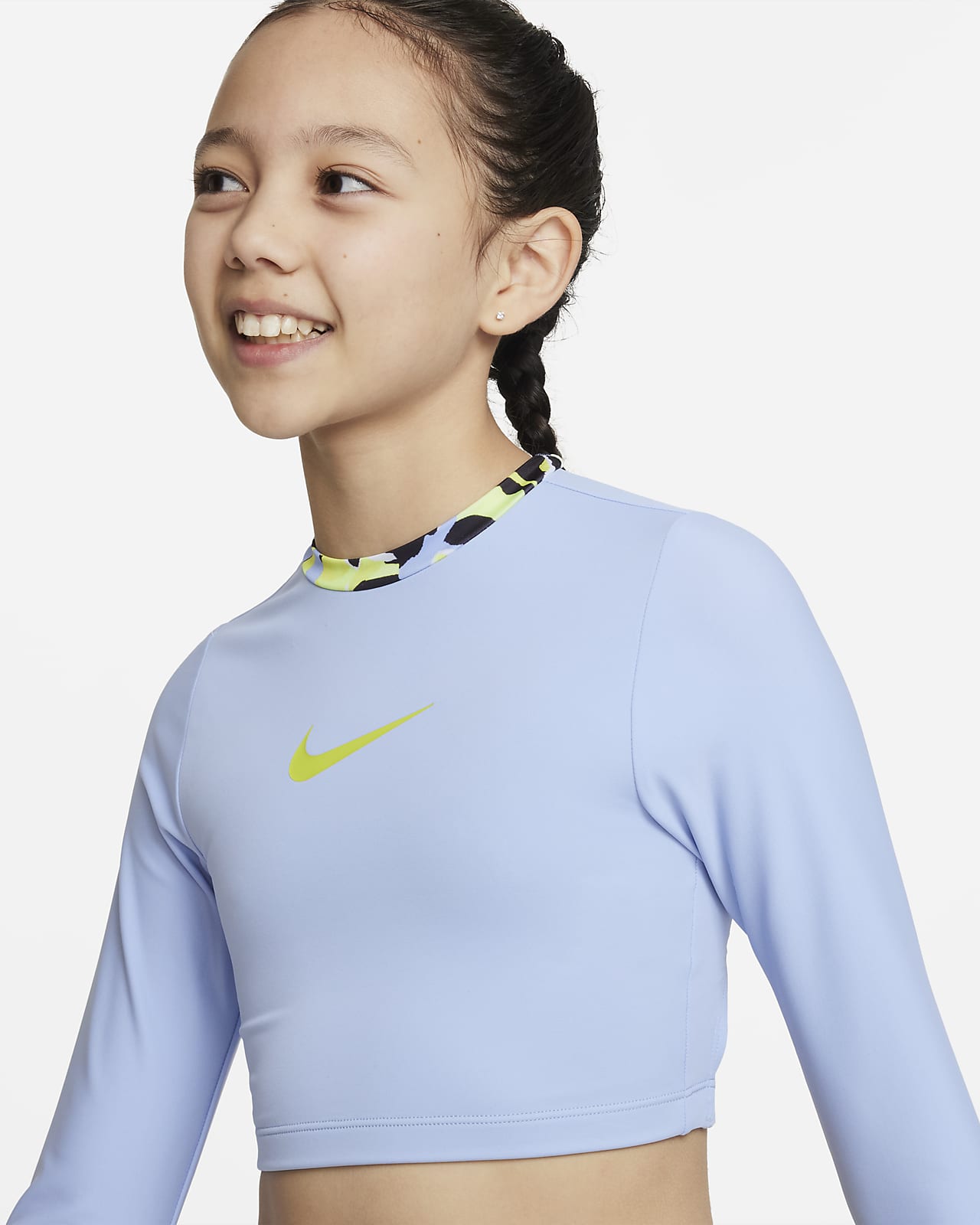 Nike Big Girls Shred Camo Long Sleeves Crop Top and High Waist