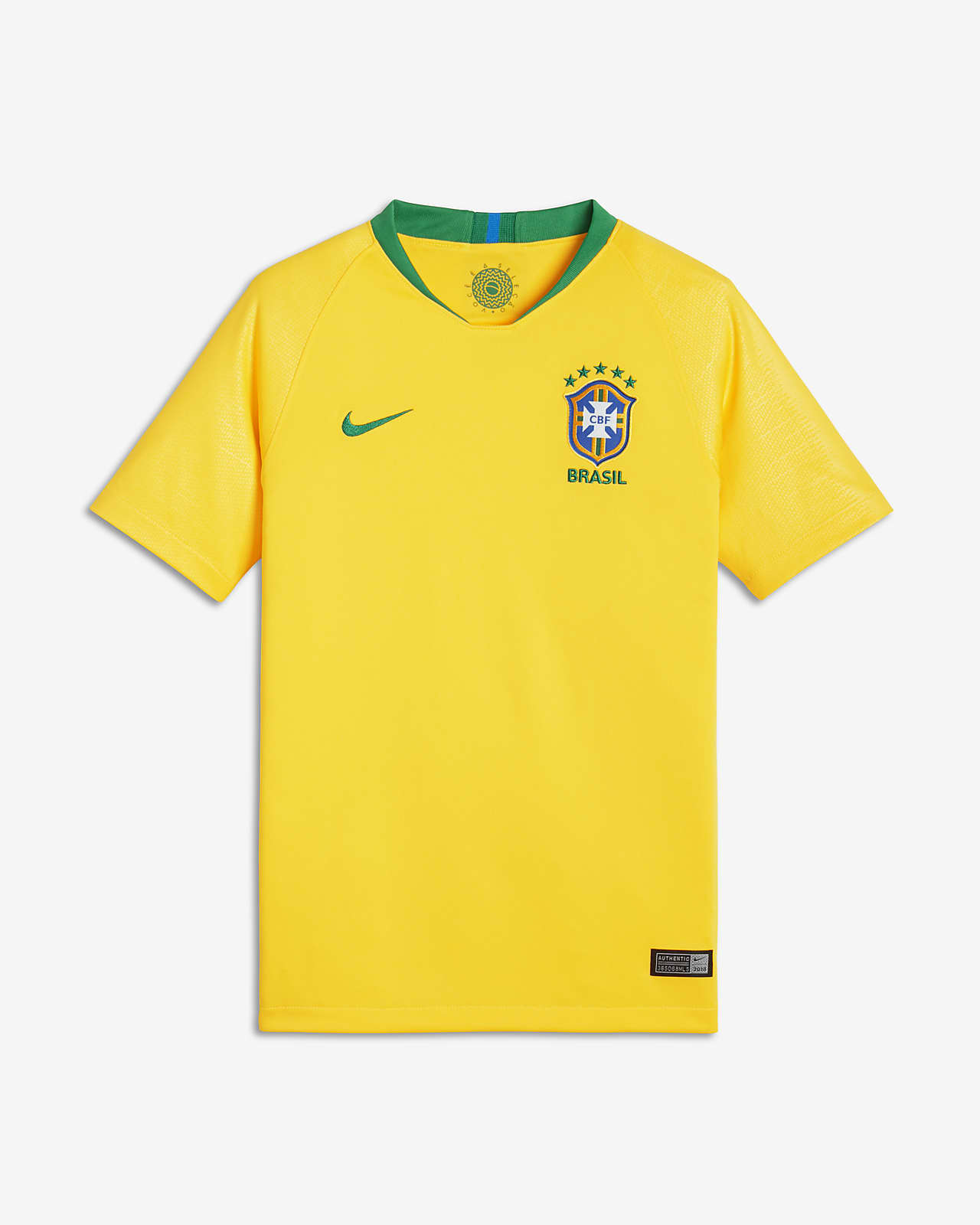 2018 Brazil CBF Stadium Home Older Kids' Football Shirt. Nike SA