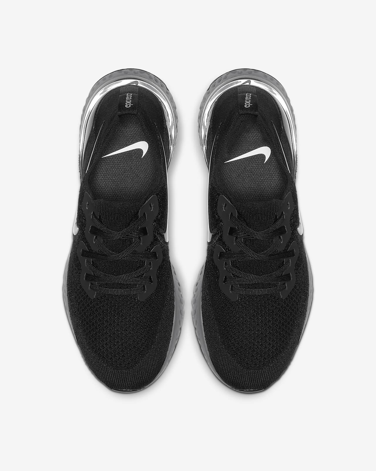 epic react flyknit running shoes black