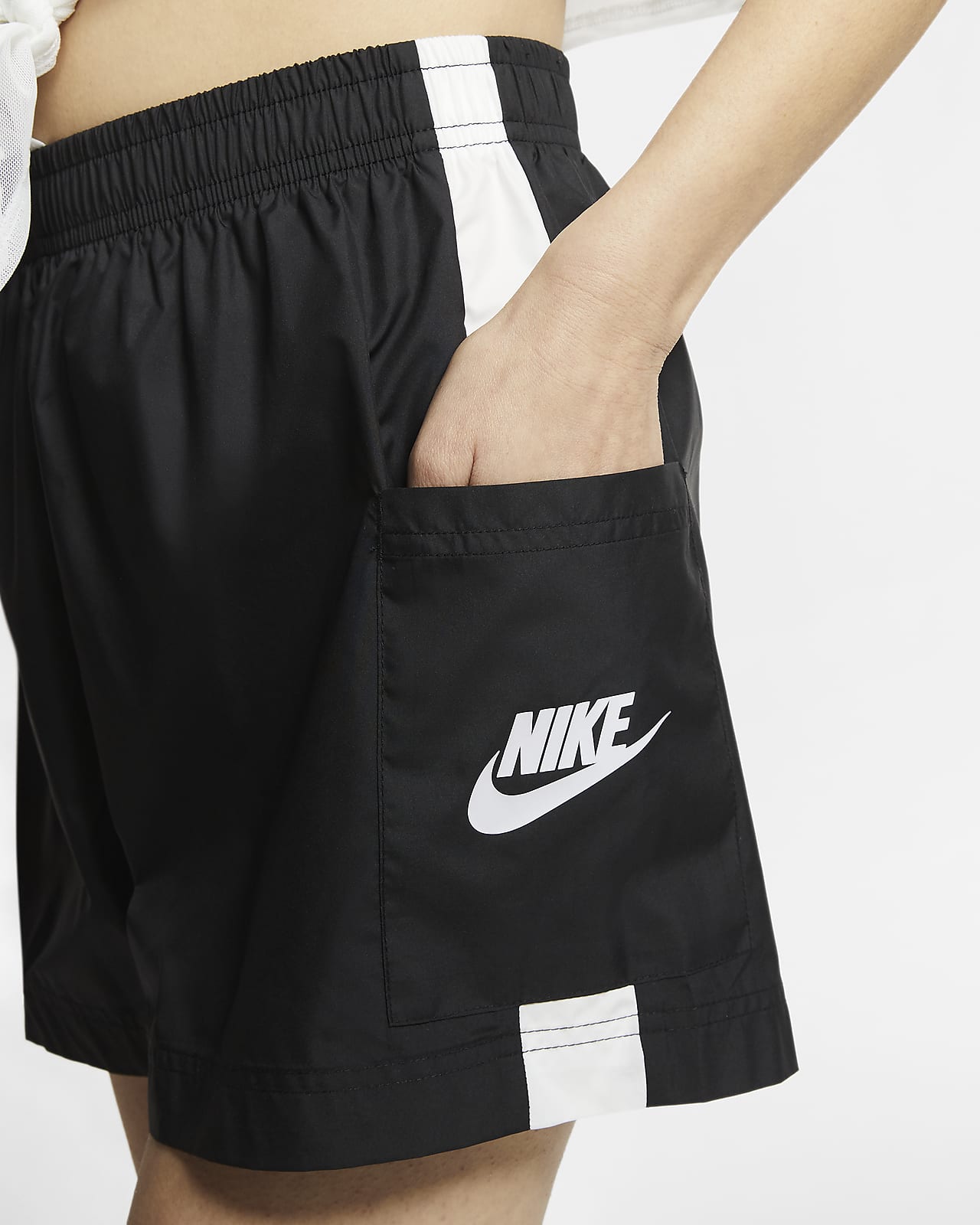 nike woven shorts black