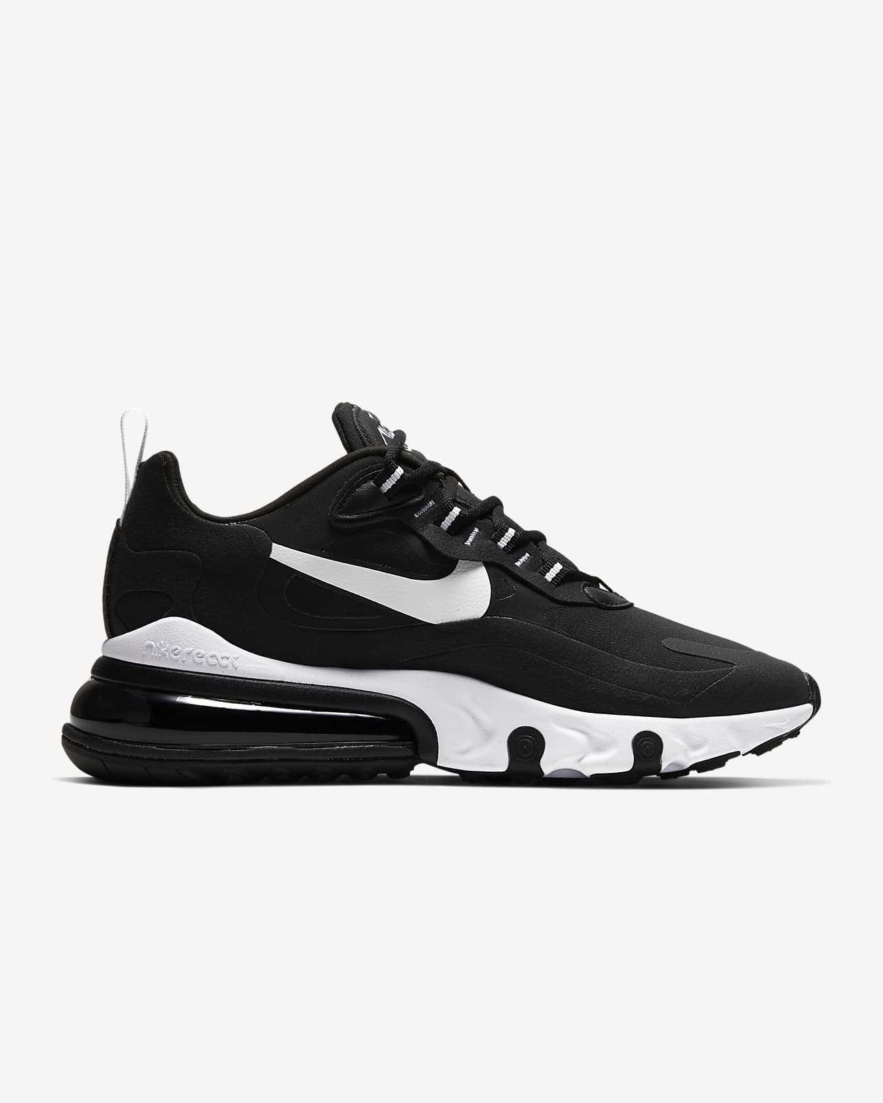 nike air max 270 react white and black sneakers