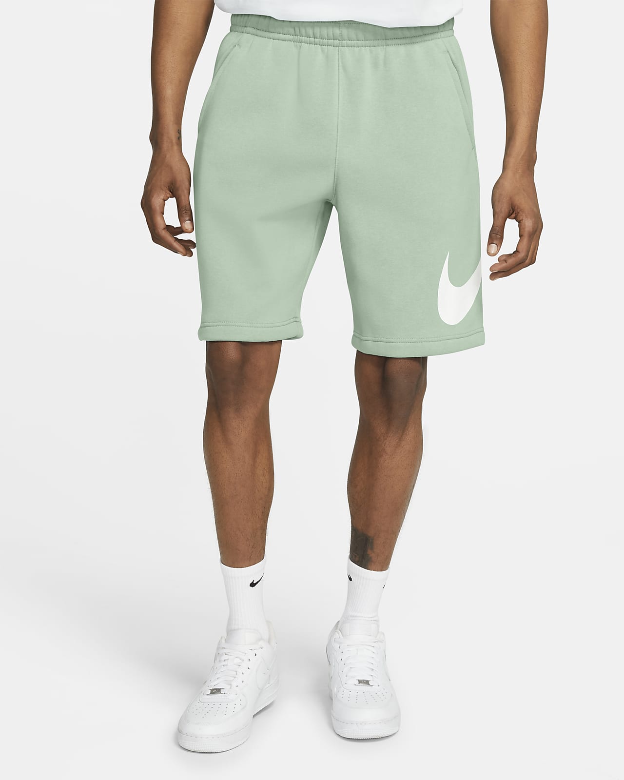 nike club shorts dusty green