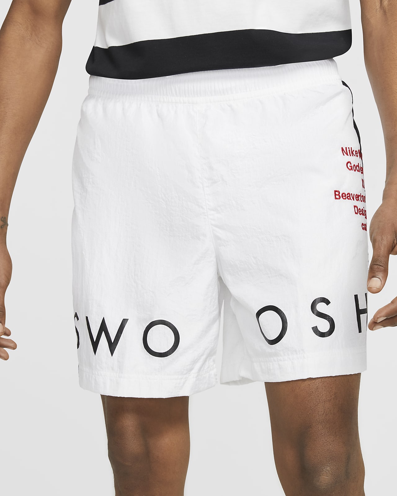 white nike swoosh shorts
