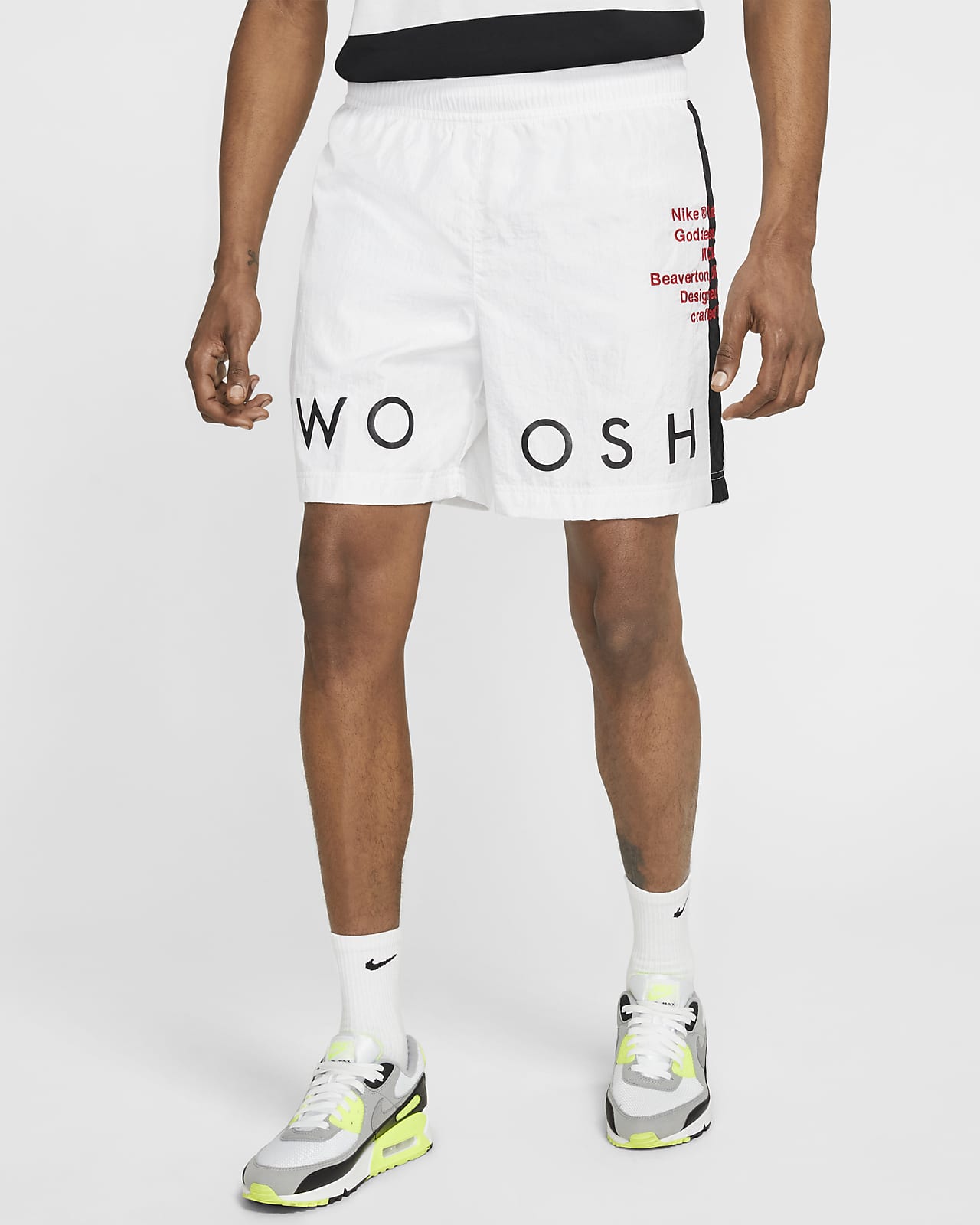 white nike swoosh shorts