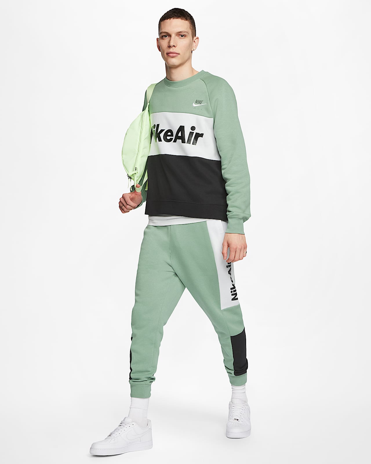 Nike Air Men's Fleece Crew. Nike AT Nike Sportswear AIR Sweatshirt silver pineblackwhite