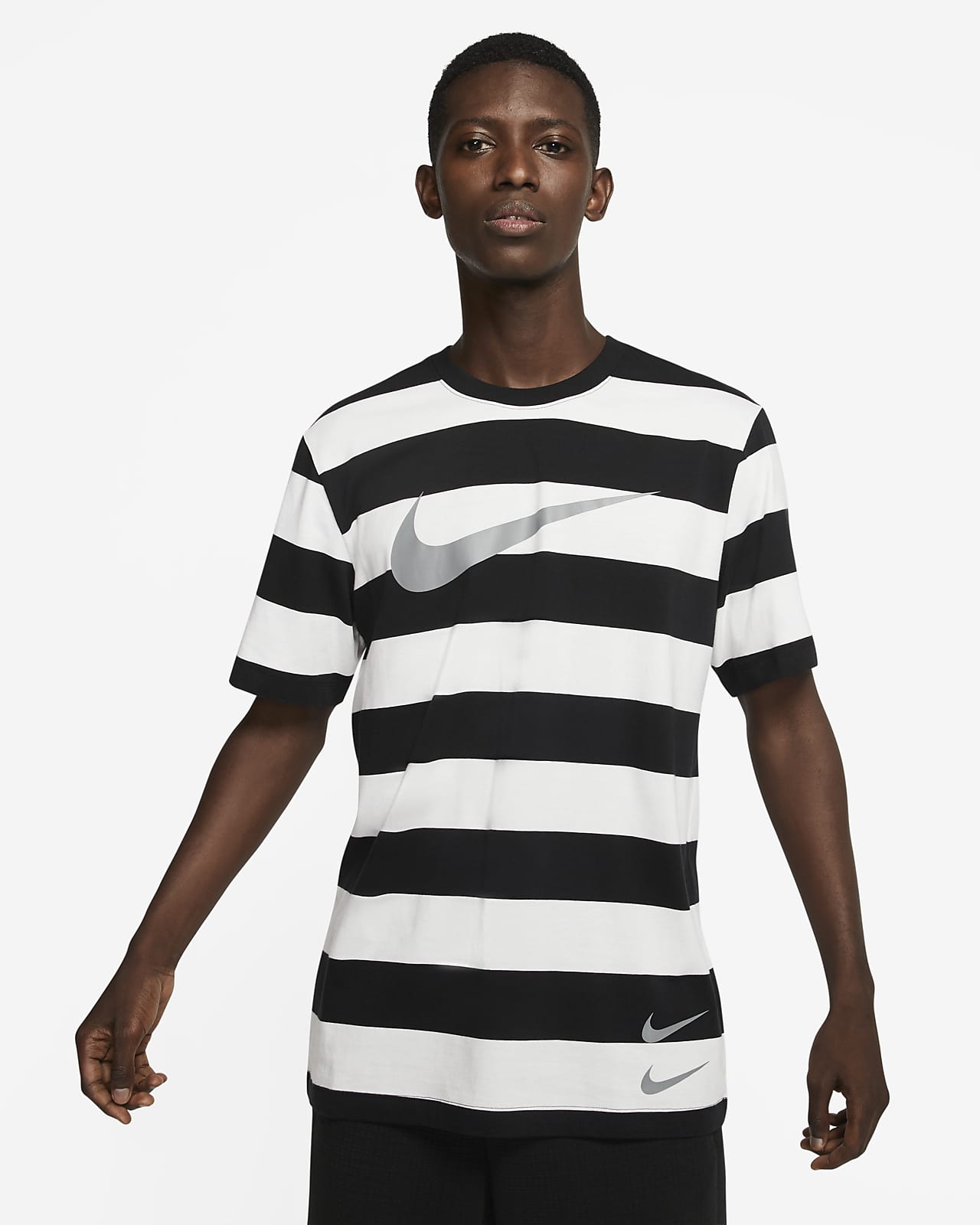 nike black and white striped shirt