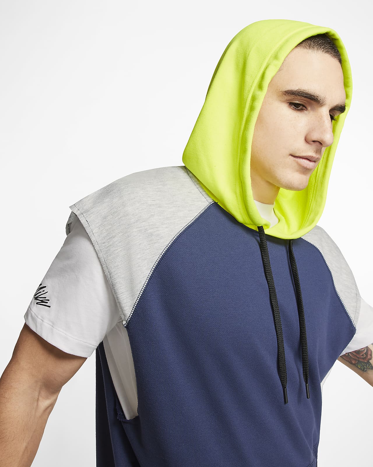 sleeveless fleece hoodie