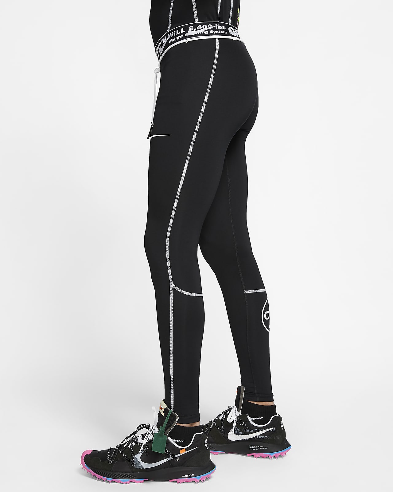 white and gold nike tights
