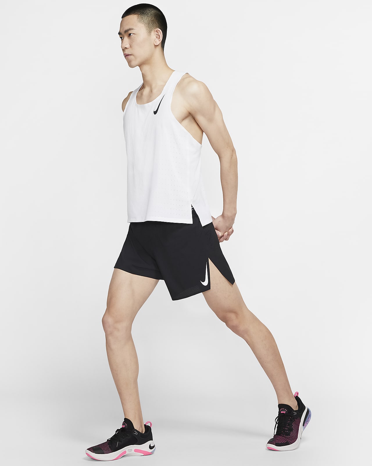 Nike Mens Aeroswift Run Singlet (Polar/White stripes) – The Happy
