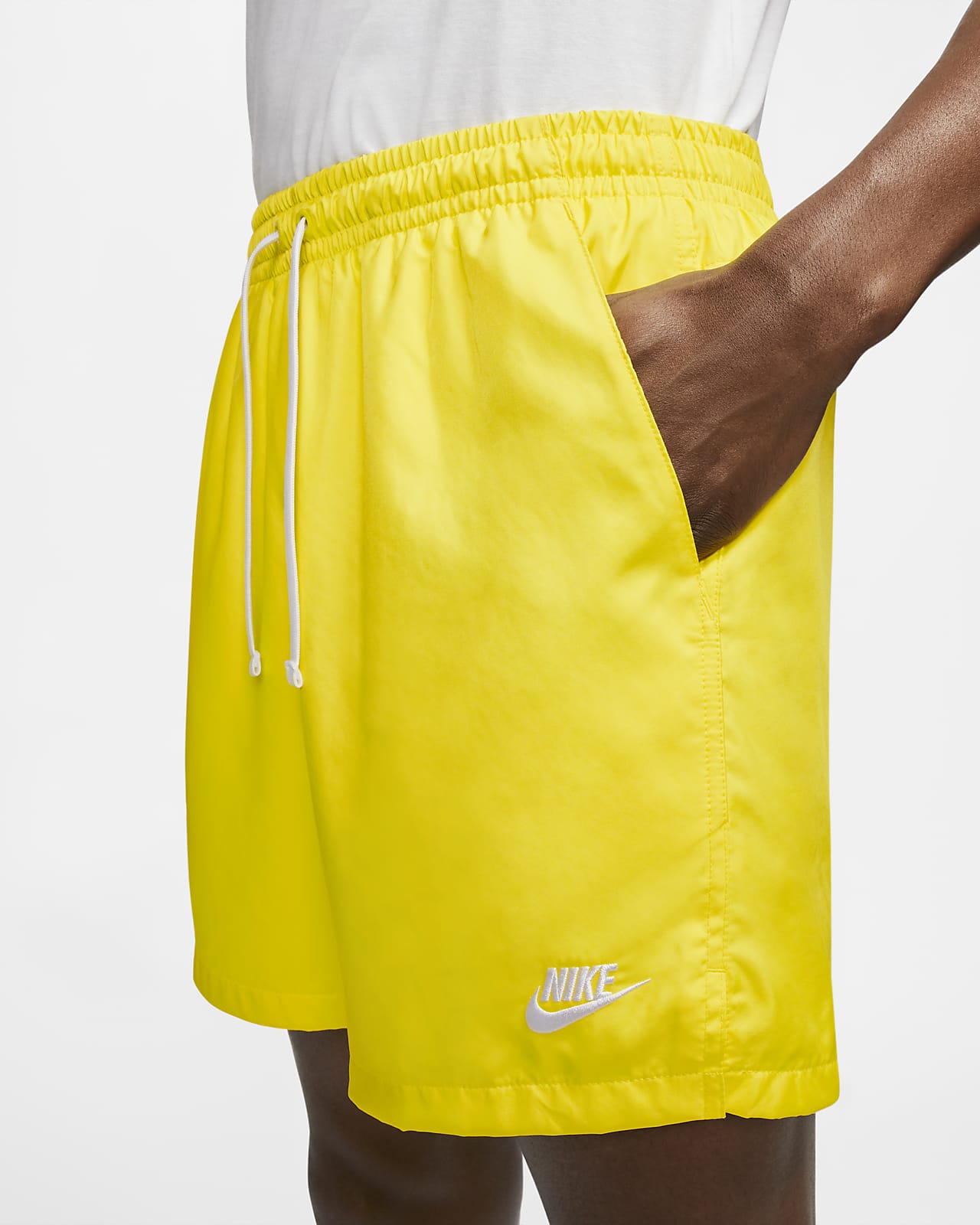 nike yellow woven shorts