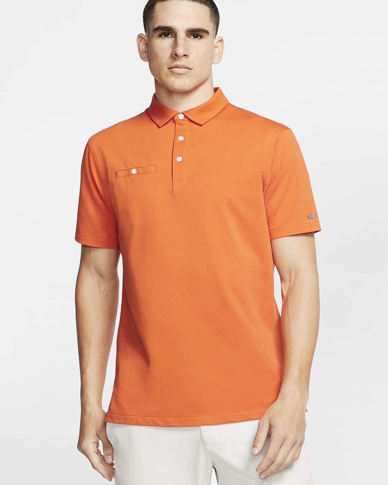 orange nike golf polo