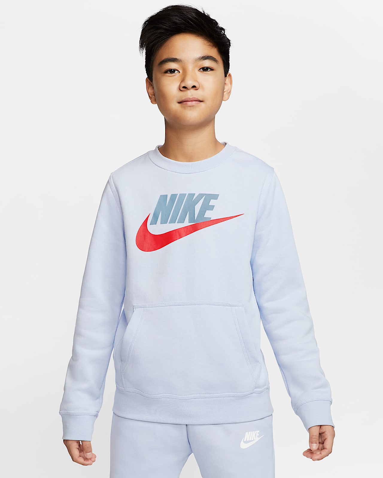 Tröja Nike Sportswear Club Fleece med rund hals för ungdom (killar) Tröja Nike Sportswear Club Fleece med rund hals för ungdom (killar)