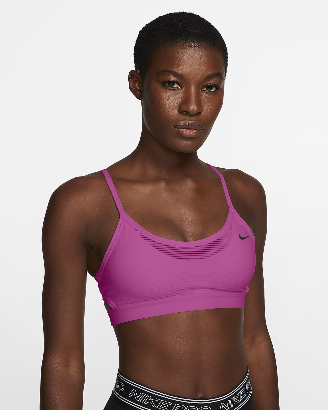 Light-Support Striped Sports Bra. Nike 