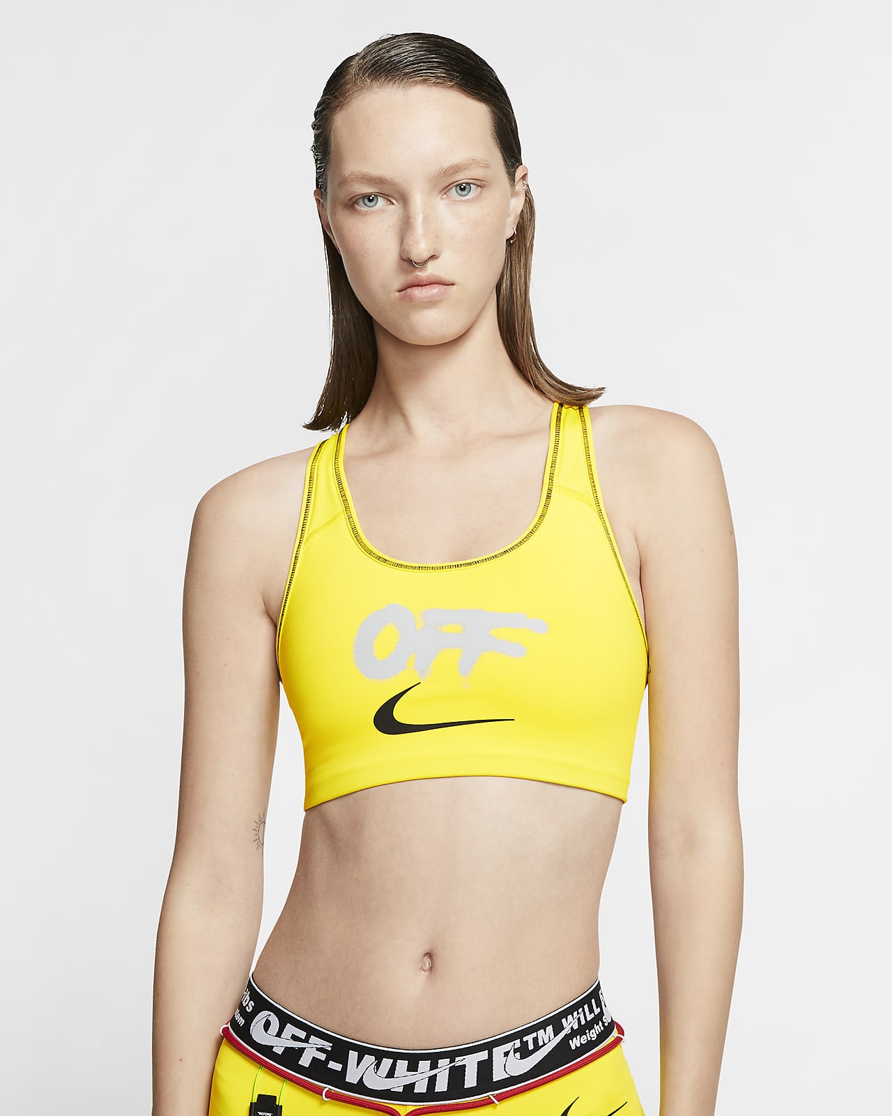 nike off white yellow sports bra