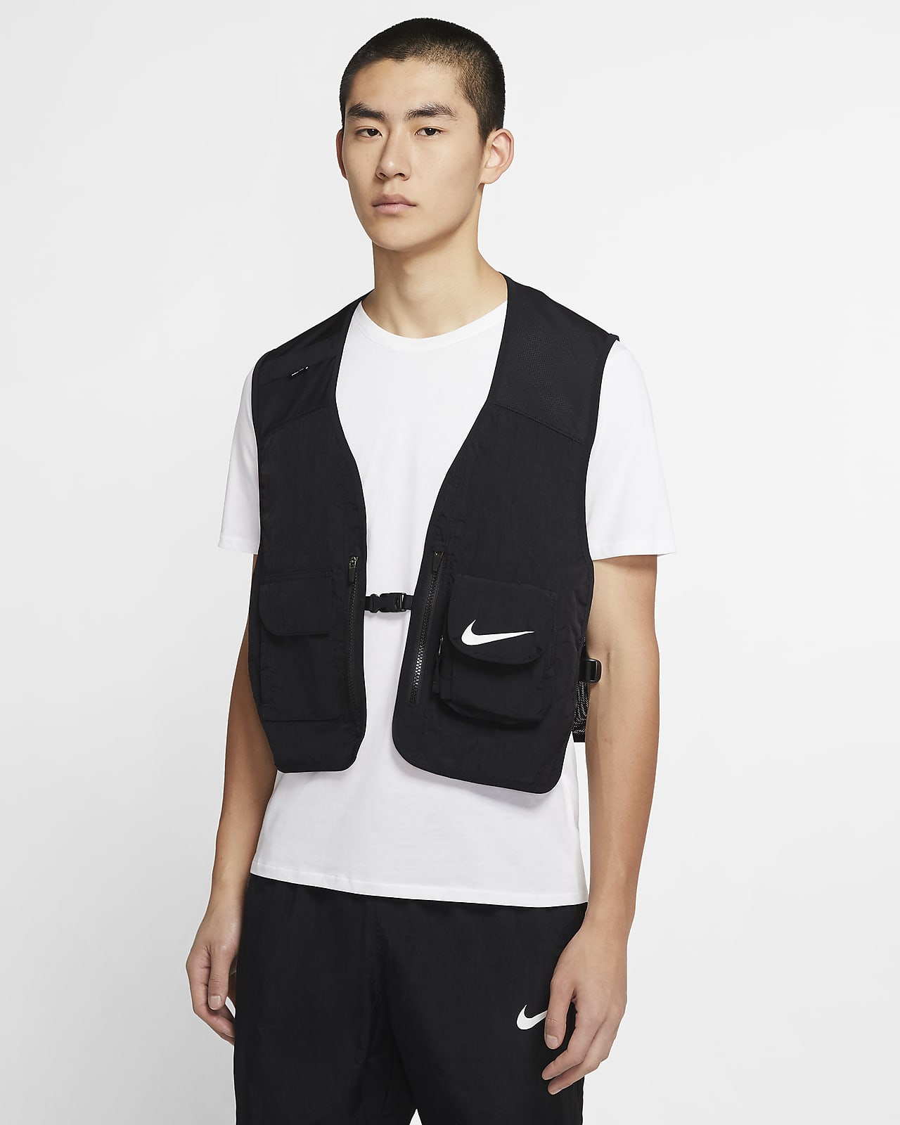 nike black and white vest