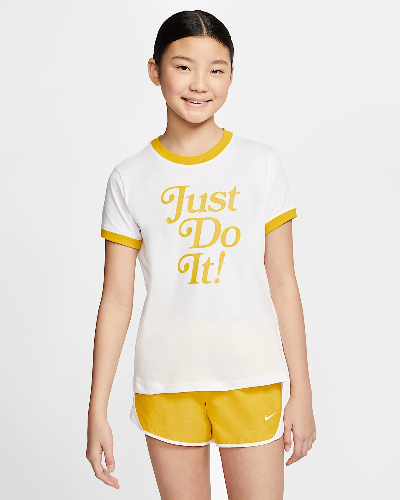 girls white nike t shirt