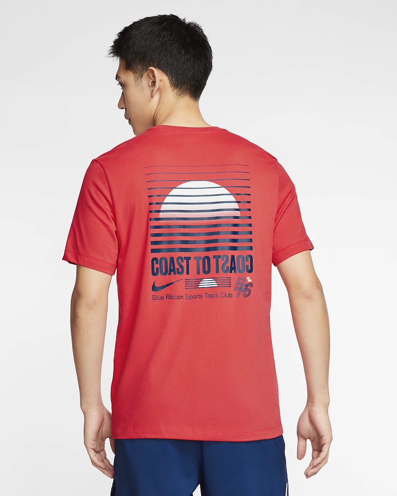 red and blue nike shirt