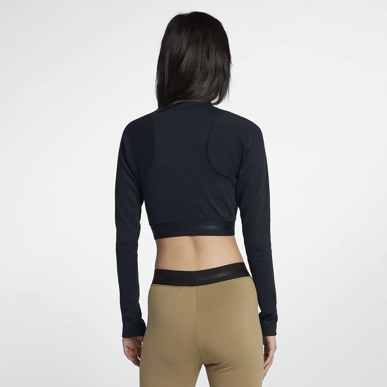 Nike Womens Sportswear Crop Top Shine T-Shirt BV5015-010 Black Gold-Size  Medium