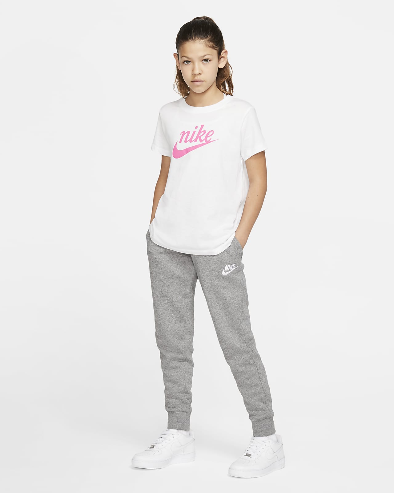 Buy Nike Girl's Trousers (844965-065_Dk Grey Heather/White_X-Small) at  Amazon.in