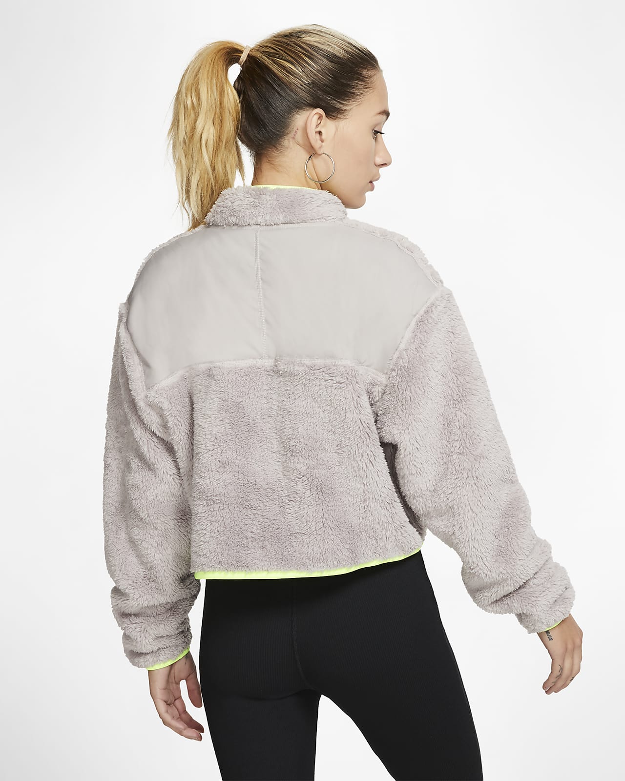 4-Zip Sherpa Fleece Crop Top. Nike 