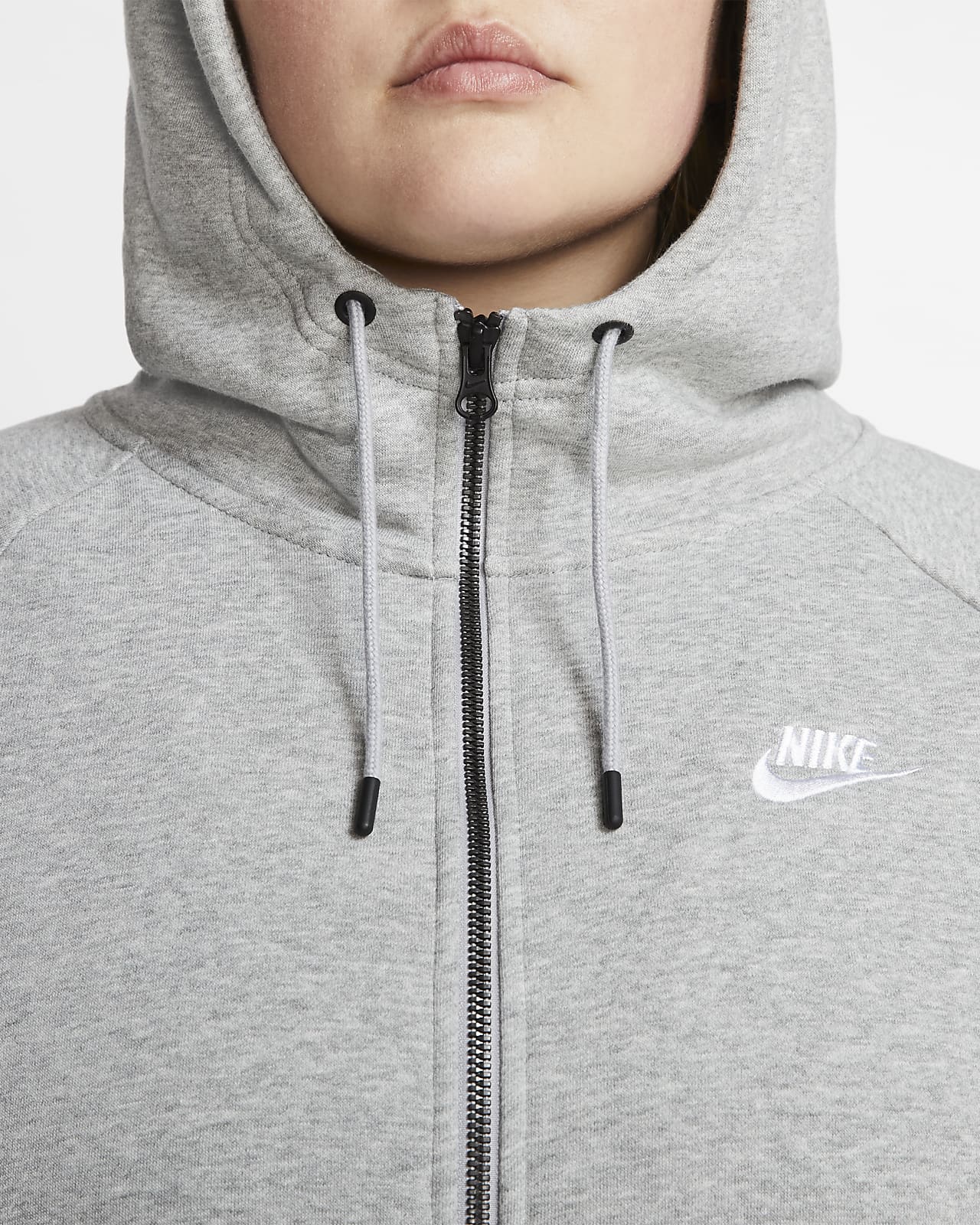 Uplifted I wear clothes detergent Nike Sportswear Essential (Plus size) Women's Full-Zip Hoodie. Nike SA