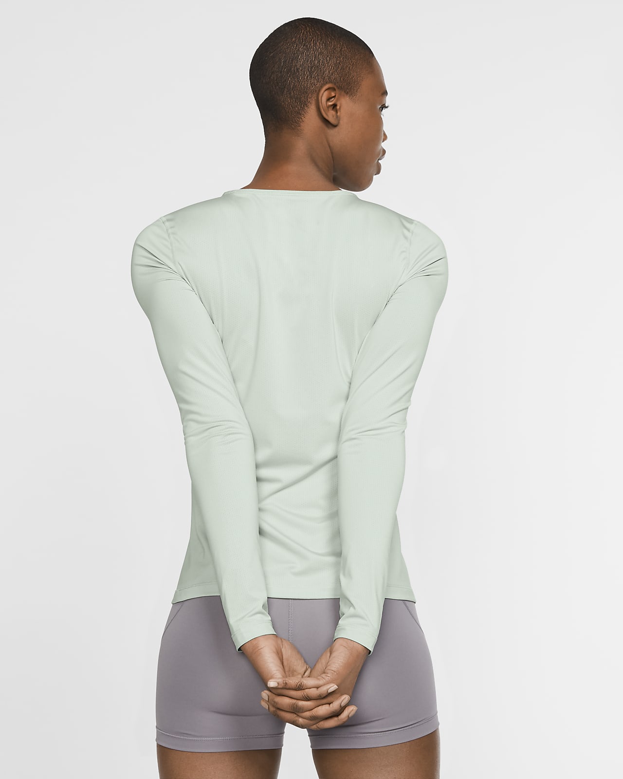 Nike Pro Women's Long Sleeve Mesh Top. Nike SE Nike W Pro All Over Mesh t shirt PISTACHIO FROSTWHITE
