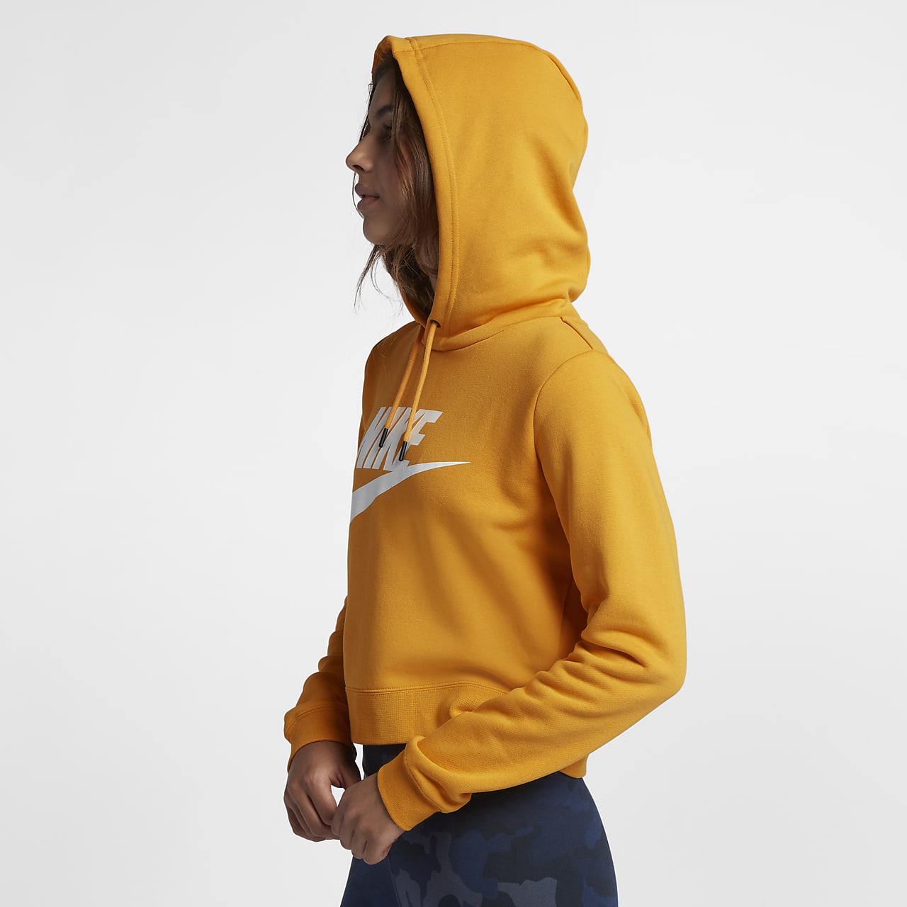 yellow nike crop hoodie