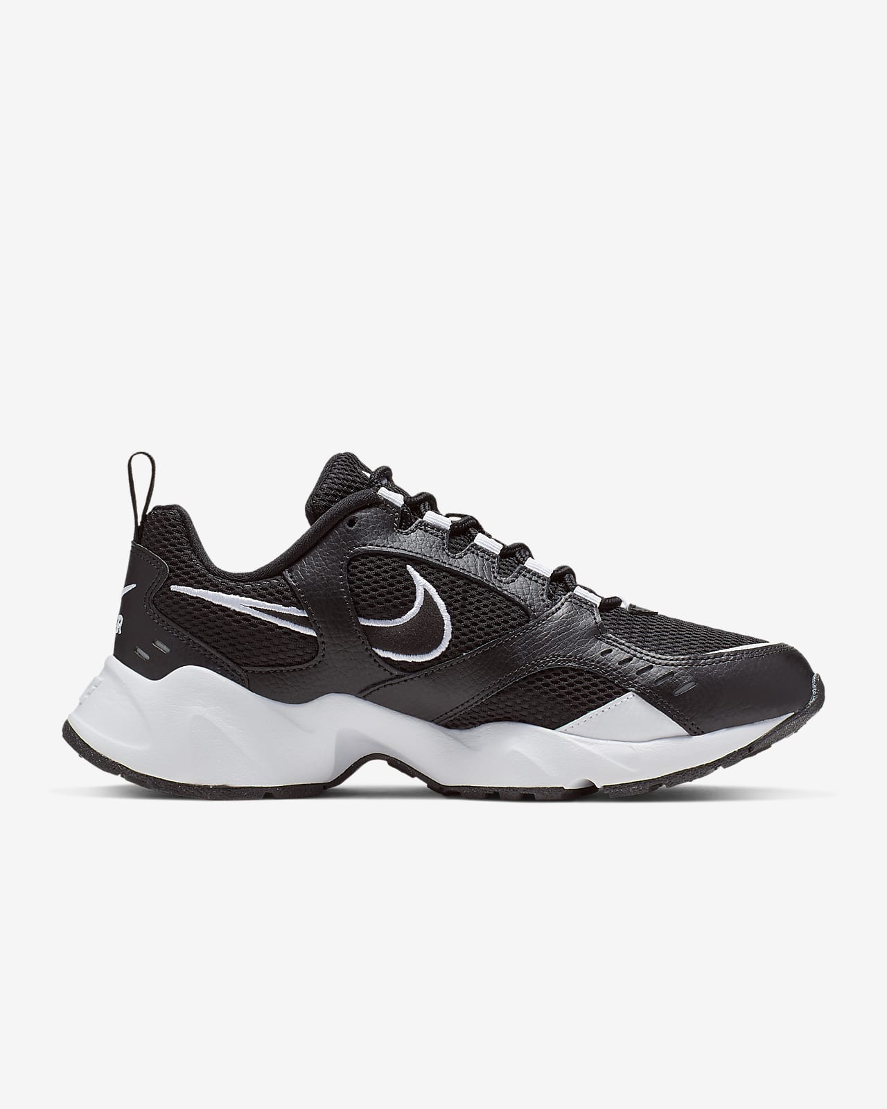 nike white and black air heights sneakers